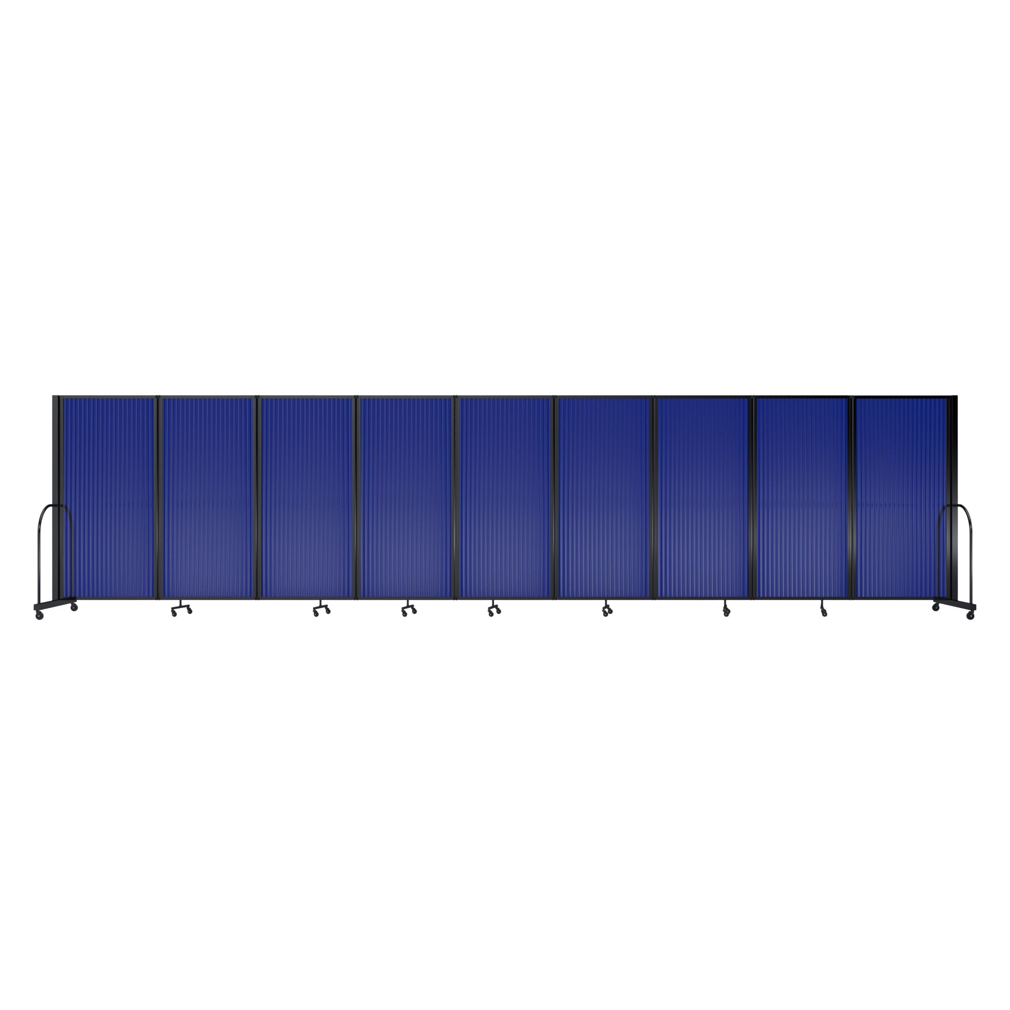 Screenflex Full Motion Divider, 6' x 25'1", Black Frame, Blue