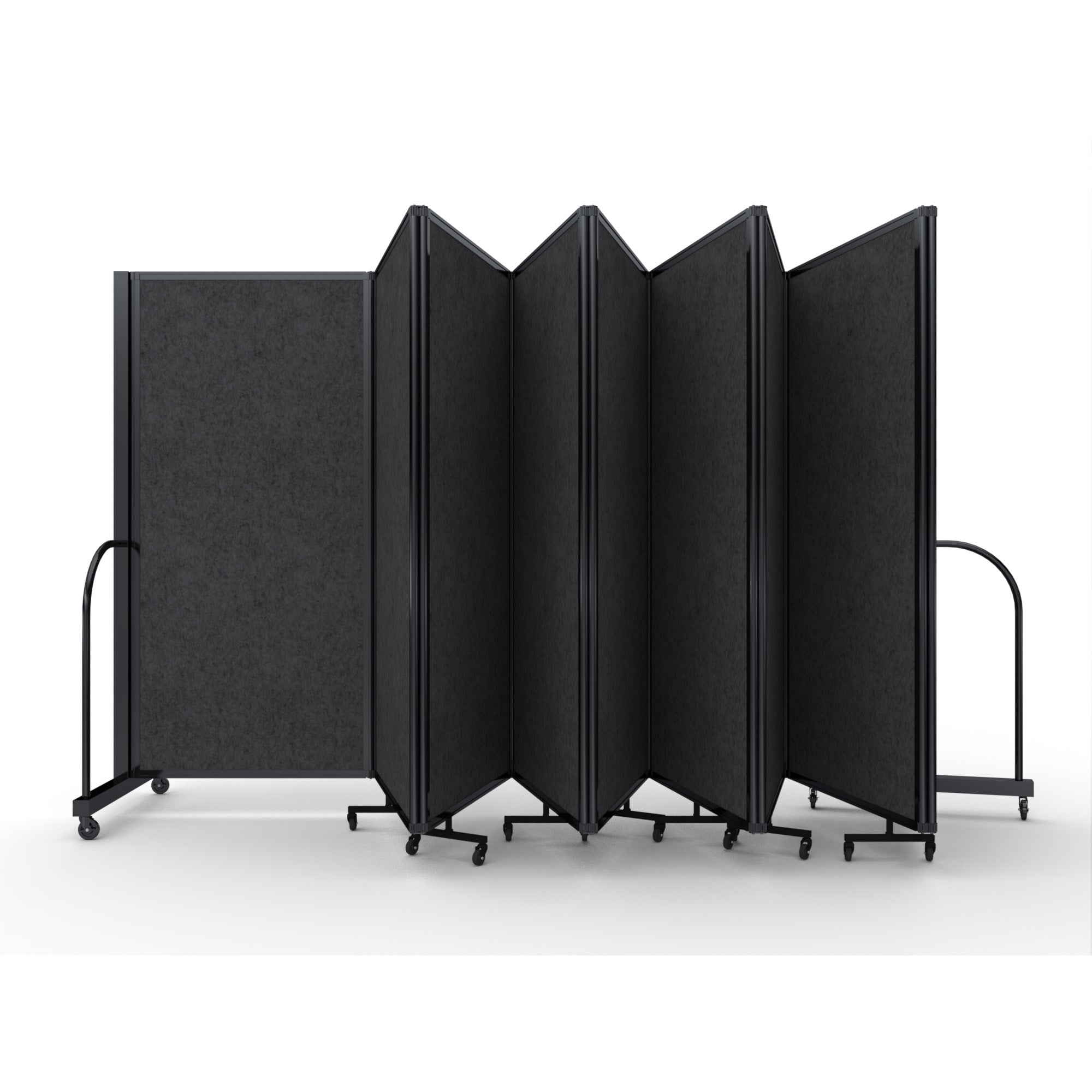 Screenflex Full Motion Divider, 6' x 25'1", Black Frame, Dark Gray PET