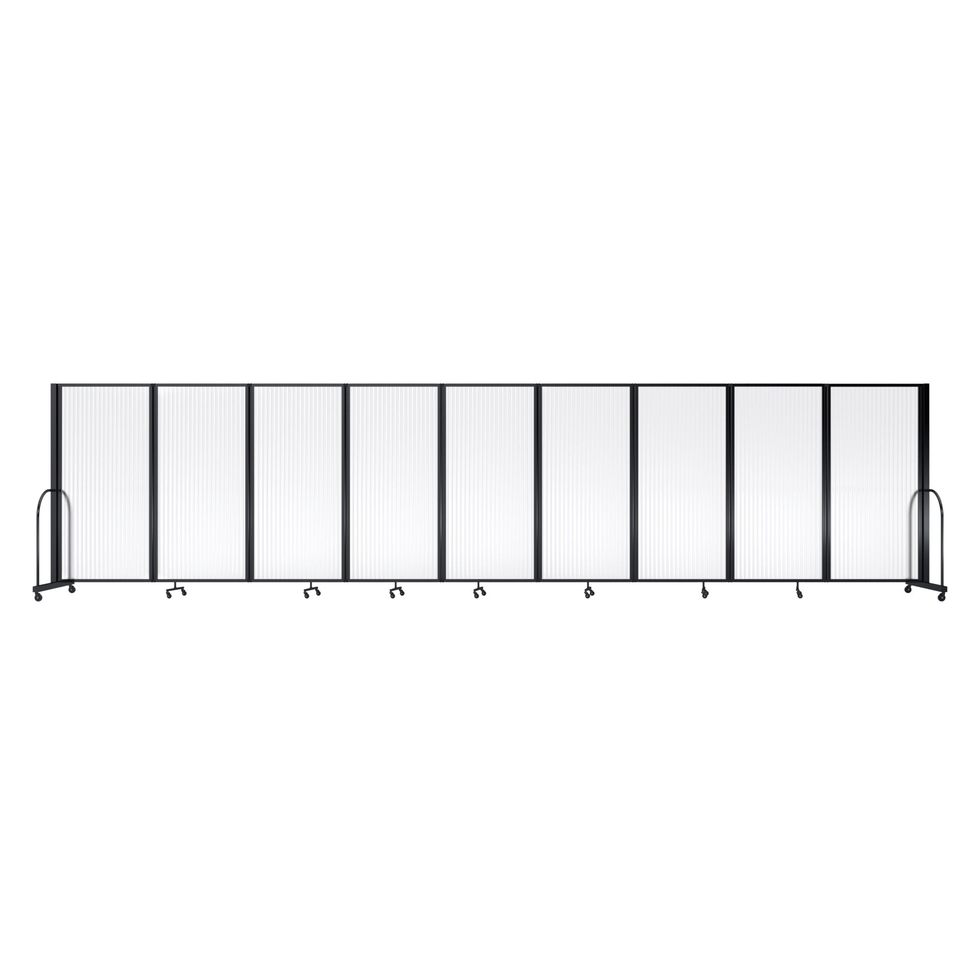 Screenflex Full Motion Divider, 6' x 25'1", Black Frame, Clear