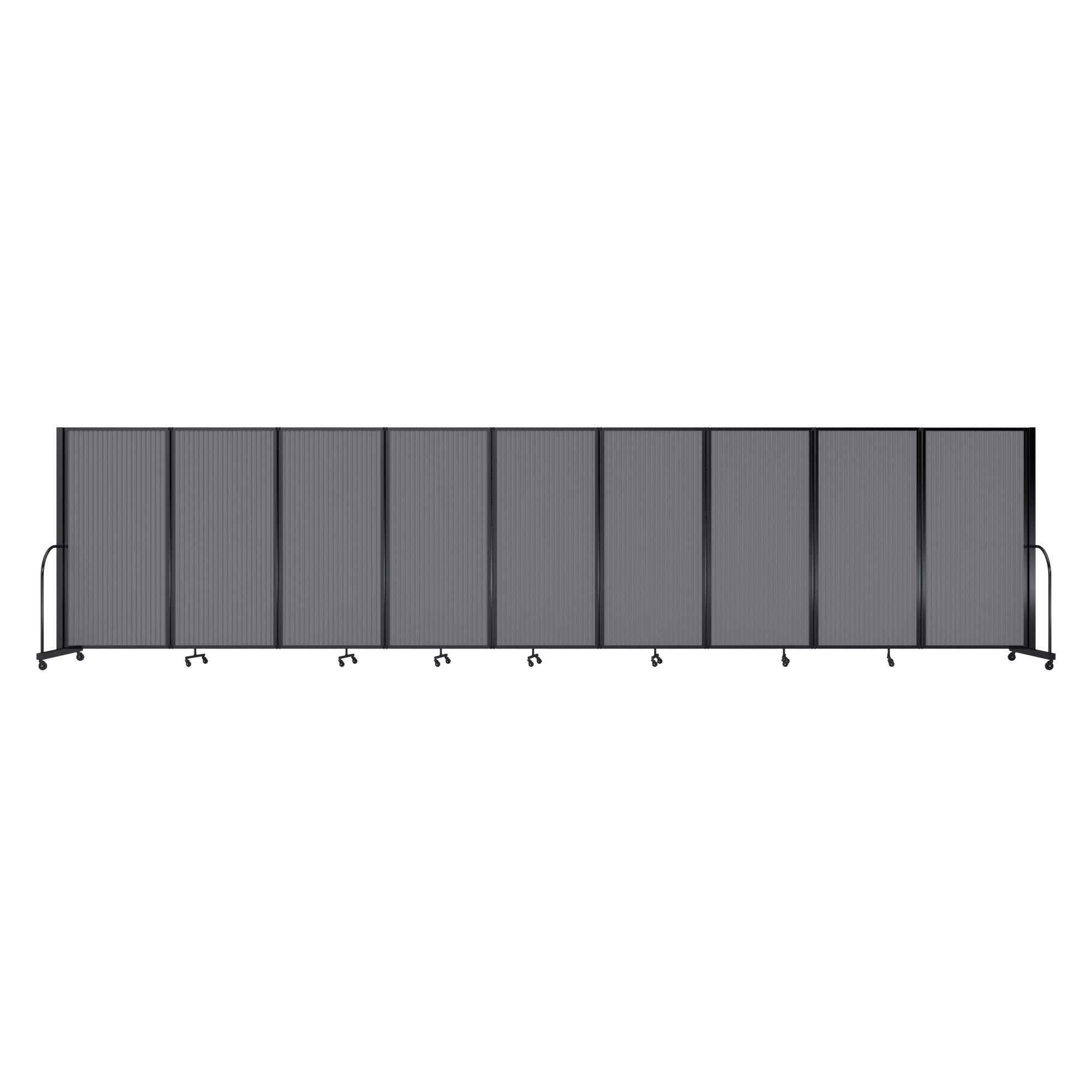Screenflex Full Motion Divider, 6' x 25'1", Black Frame, Light Gray