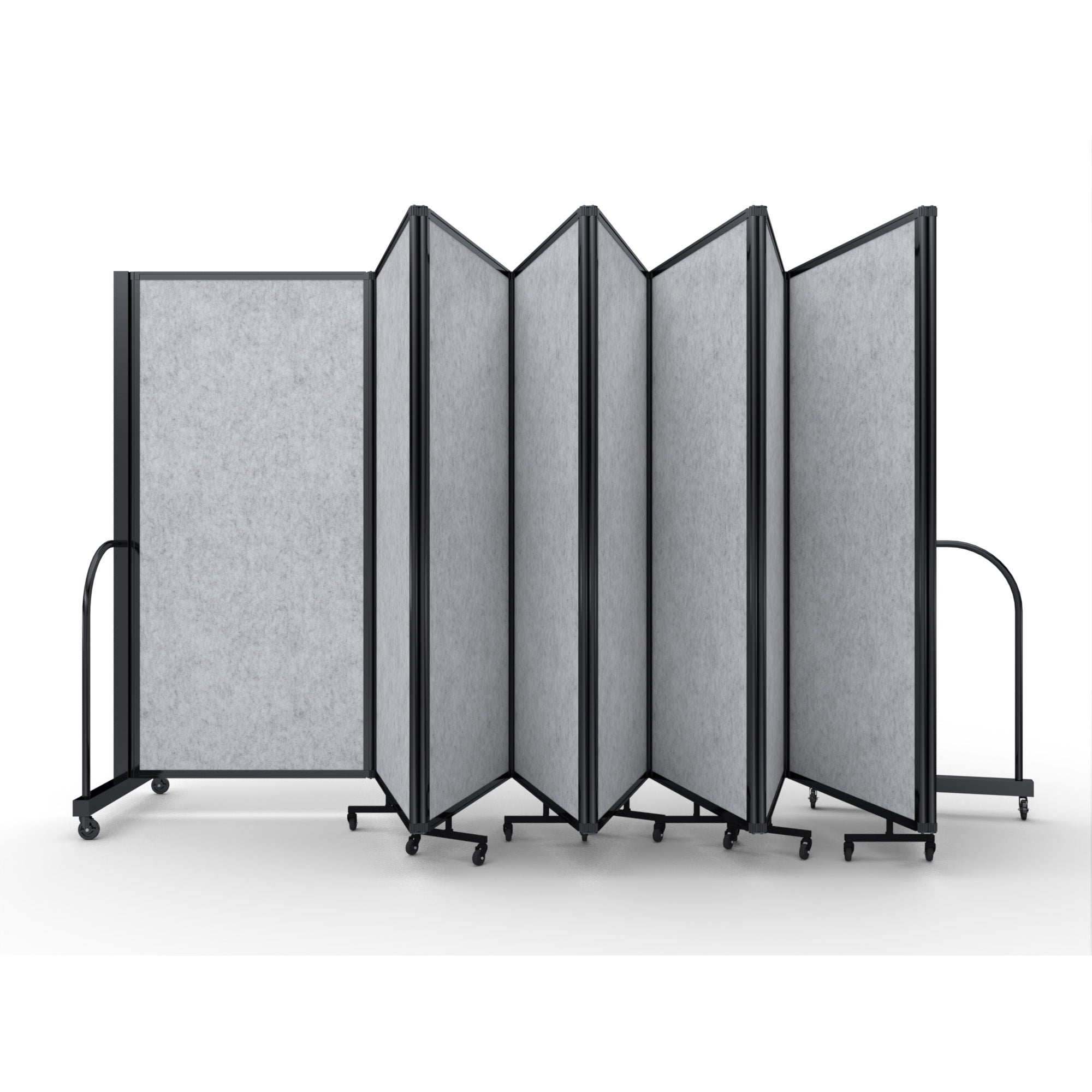Screenflex Full Motion Divider, 6' x 25'1", Black Frame, Marble Gray PET