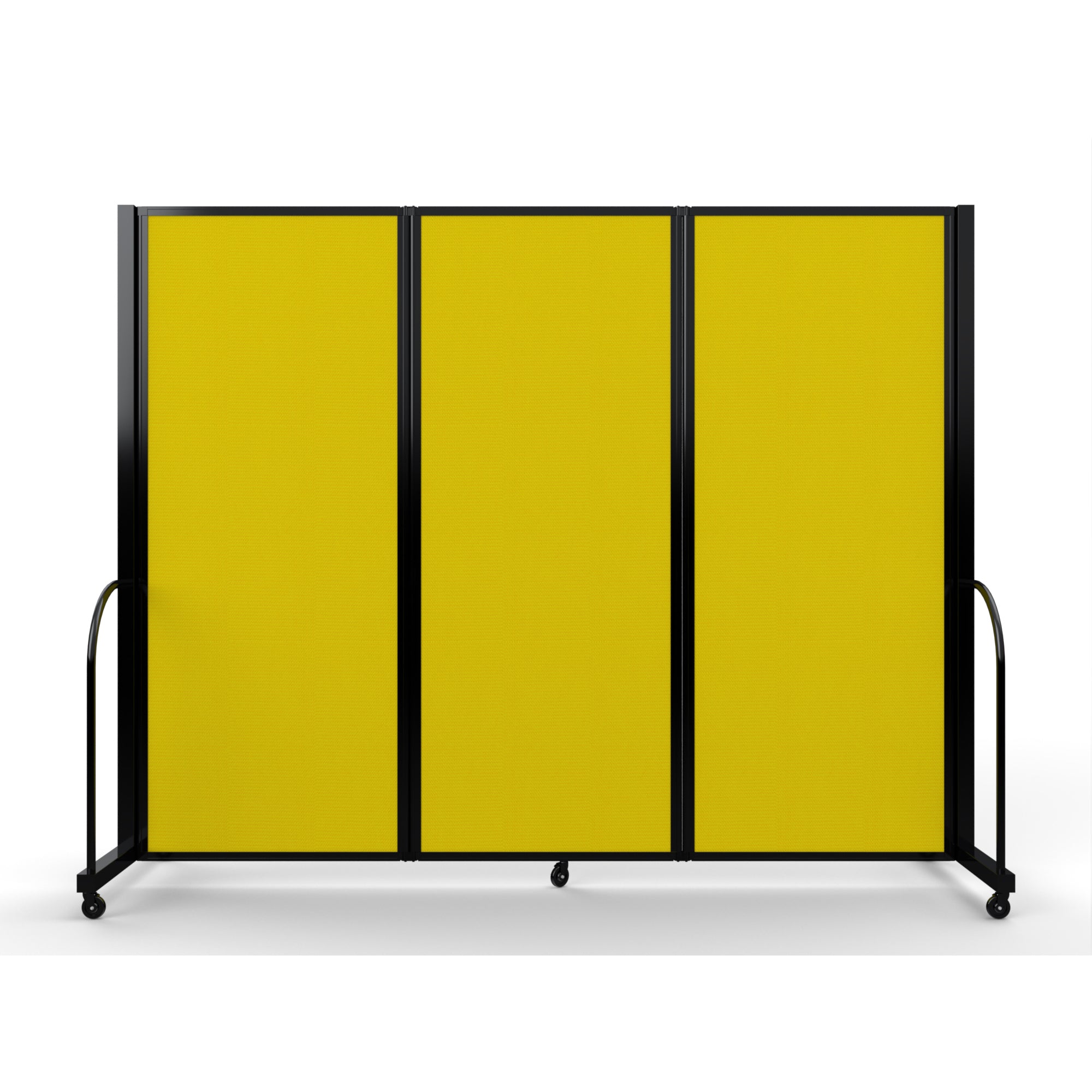 Screenflex Full Motion Divider, 6'10" x 8'7", Black Frame, Primary Yellow