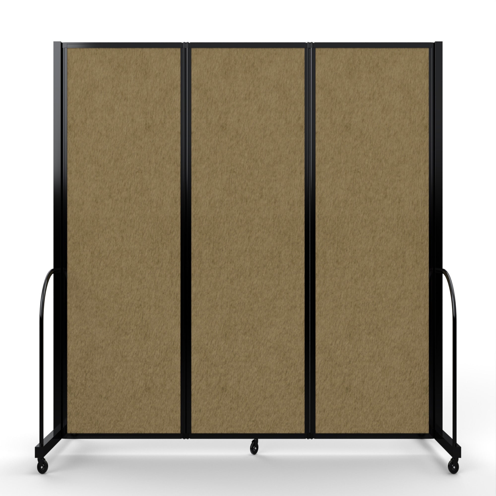 Screenflex Full Motion Divider, 6'10" x 8'7", Black Frame, Beige PET