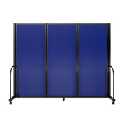 Screenflex Full Motion Divider, 6'10" x 8'7", Black Frame, Blue