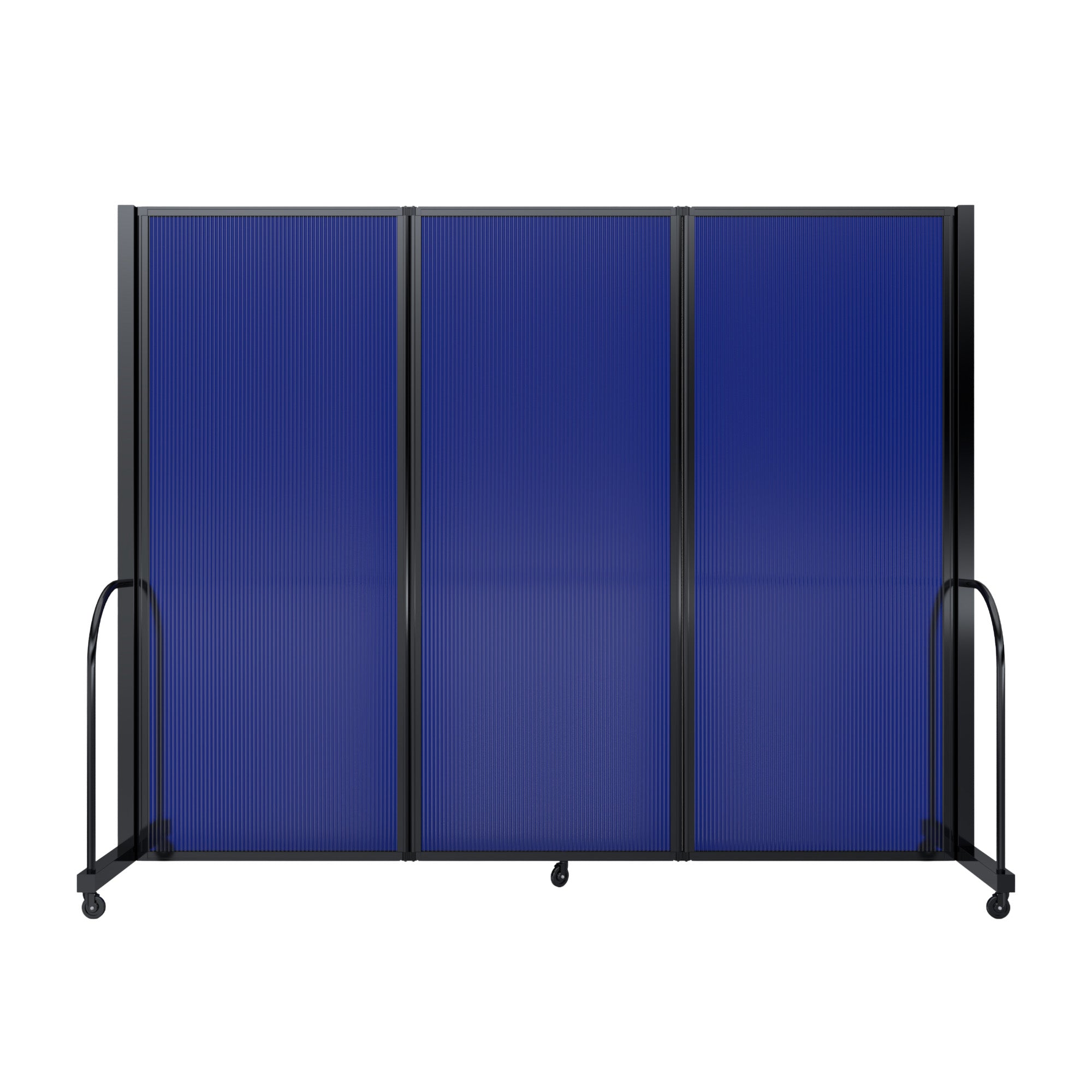 Screenflex Full Motion Divider, 6'10" x 8'7", Black Frame, Blue