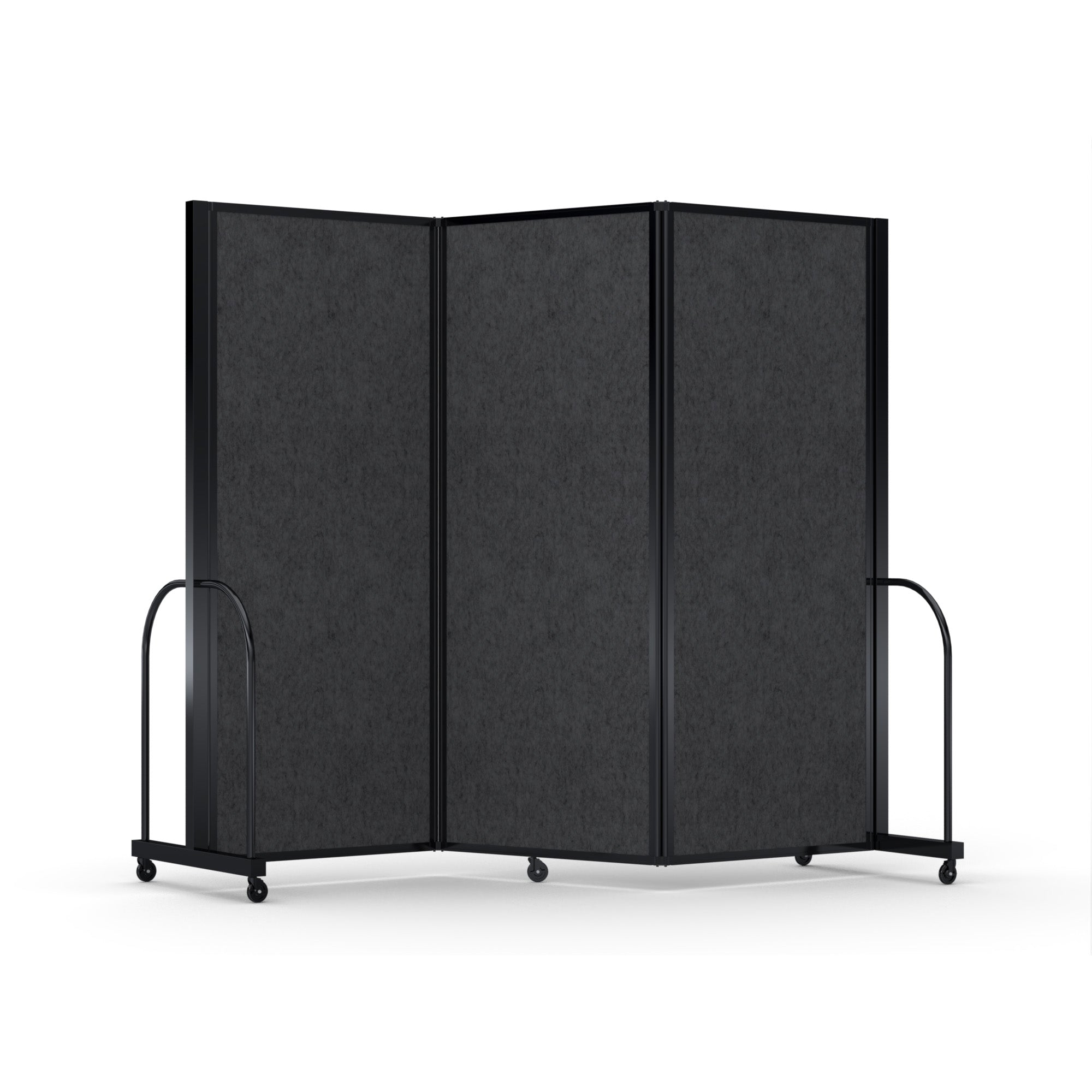 Screenflex Full Motion Divider, 6'10" x 8'7", Black Frame, Dark Gray PET