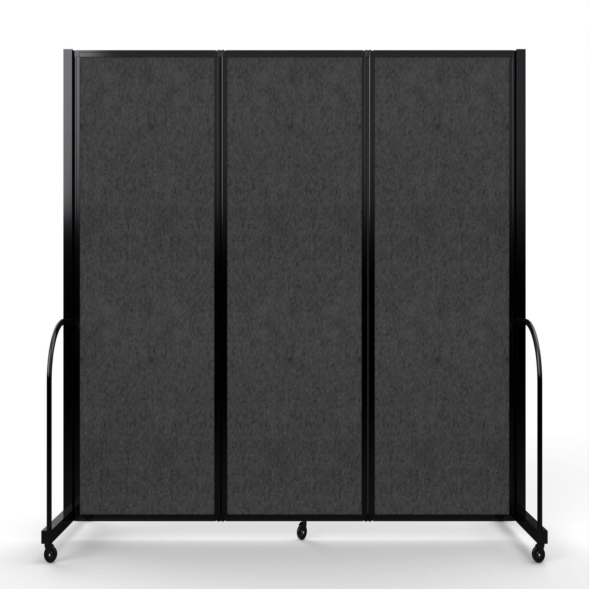 Screenflex Full Motion Divider, 6'10" x 8'7", Black Frame, Dark Gray PET