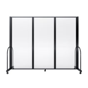 Screenflex Full Motion Divider, 6'10" x 8'7", Black Frame, Clear