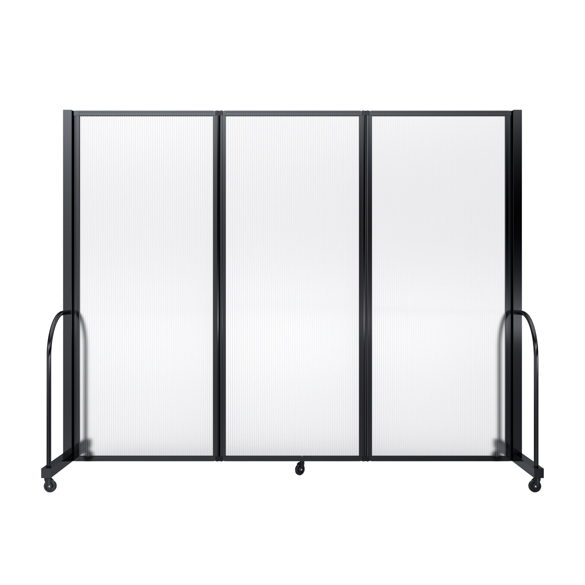 Screenflex Full Motion Divider, 6'10" x 8'7", Black Frame, Clear