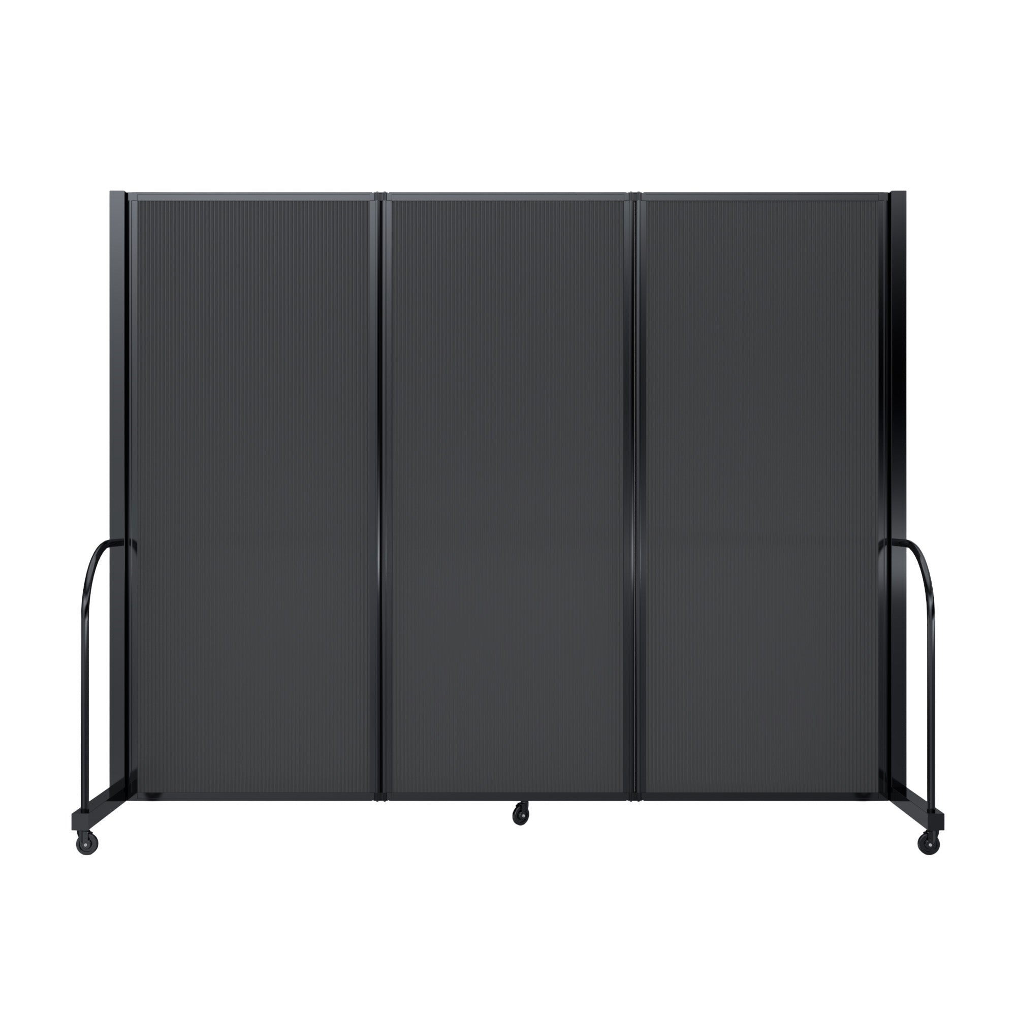 Screenflex Full Motion Divider, 6'10" x 8'7", Black Frame, Dark Gray
