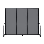 Screenflex Full Motion Divider, 6'10" x 8'7", Black Frame, Light Gray