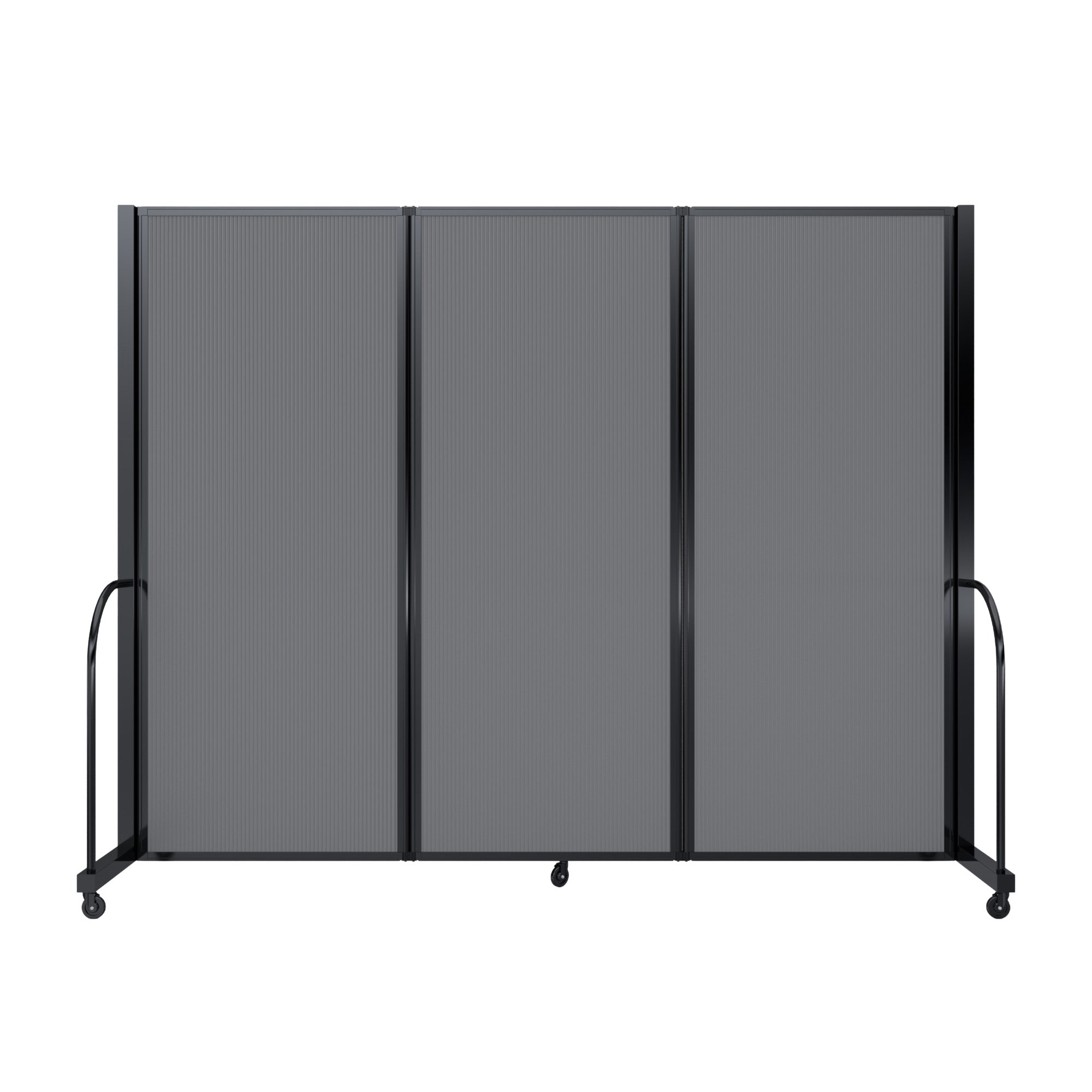 Screenflex Full Motion Divider, 6'10" x 8'7", Black Frame, Light Gray