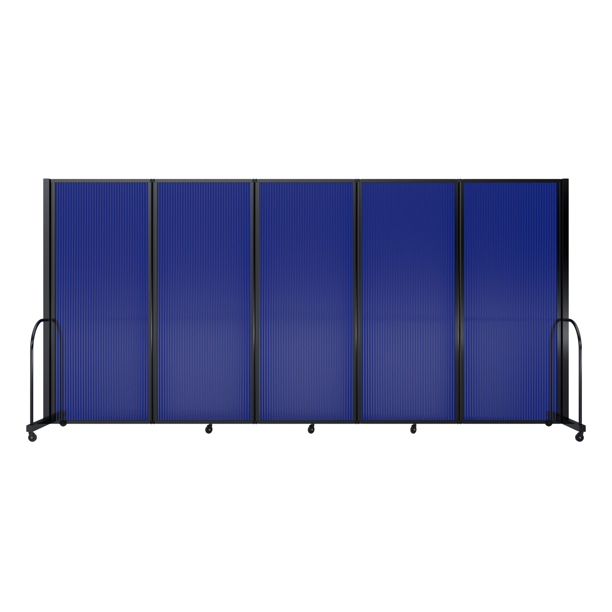 Screenflex Full Motion Divider, 6'10" x 14'1", Black Frame, Blue