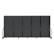 Screenflex Full Motion Divider, 6'10" x 14'1", Black Frame, Dark Gray