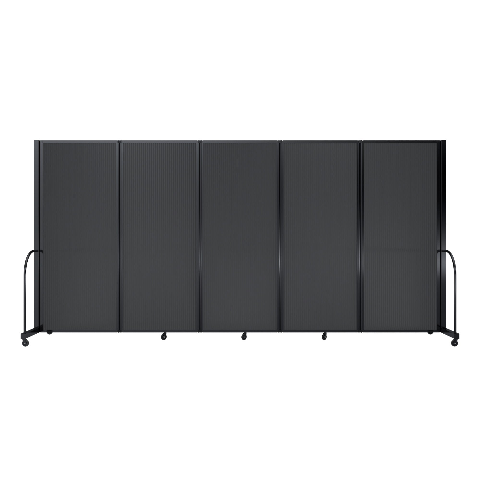 Screenflex Full Motion Divider, 6'10" x 14'1", Black Frame, Dark Gray