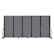 Screenflex Full Motion Divider, 6'10" x 14'1", Black Frame, Light Gray