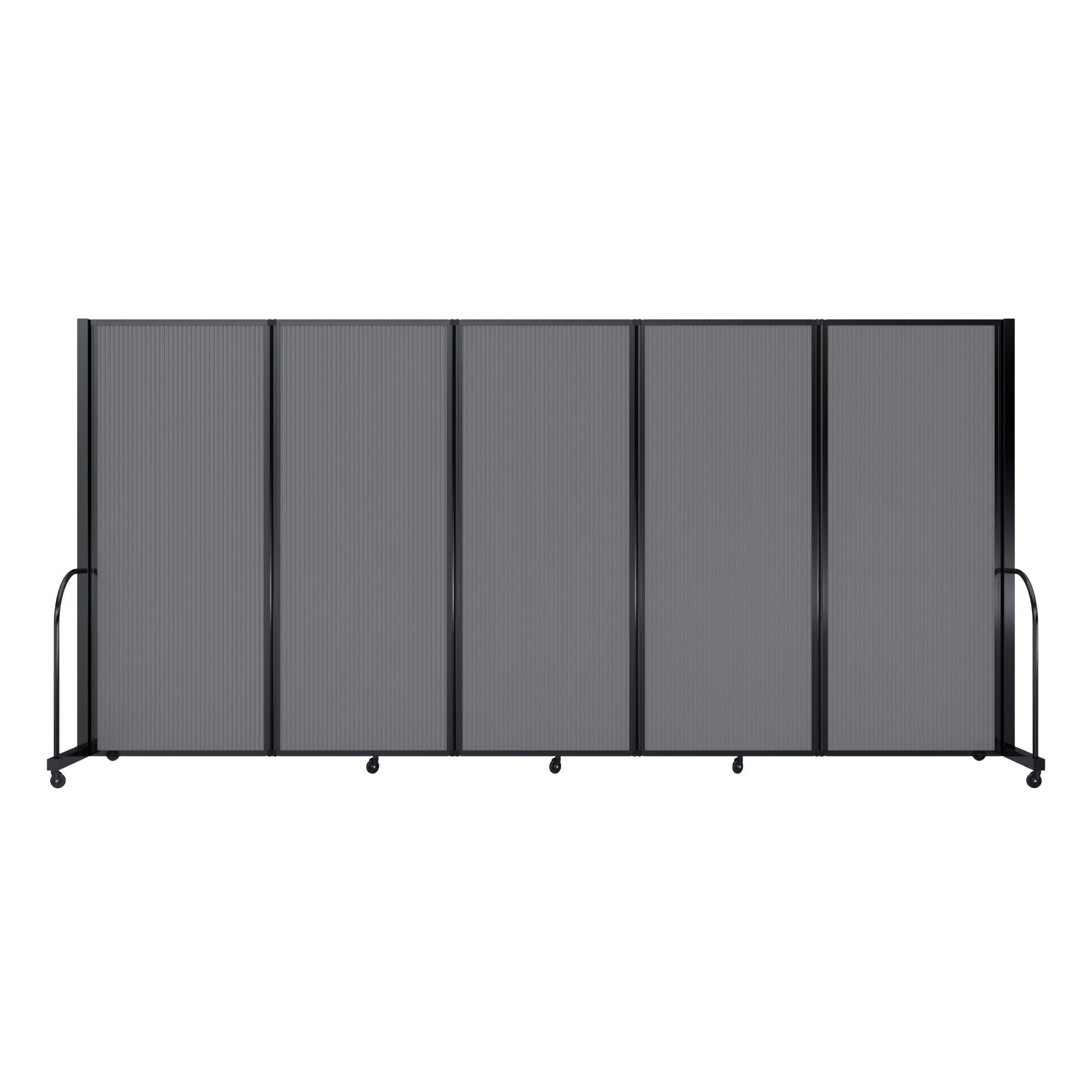 Screenflex Full Motion Divider, 6'10" x 14'1", Black Frame, Light Gray