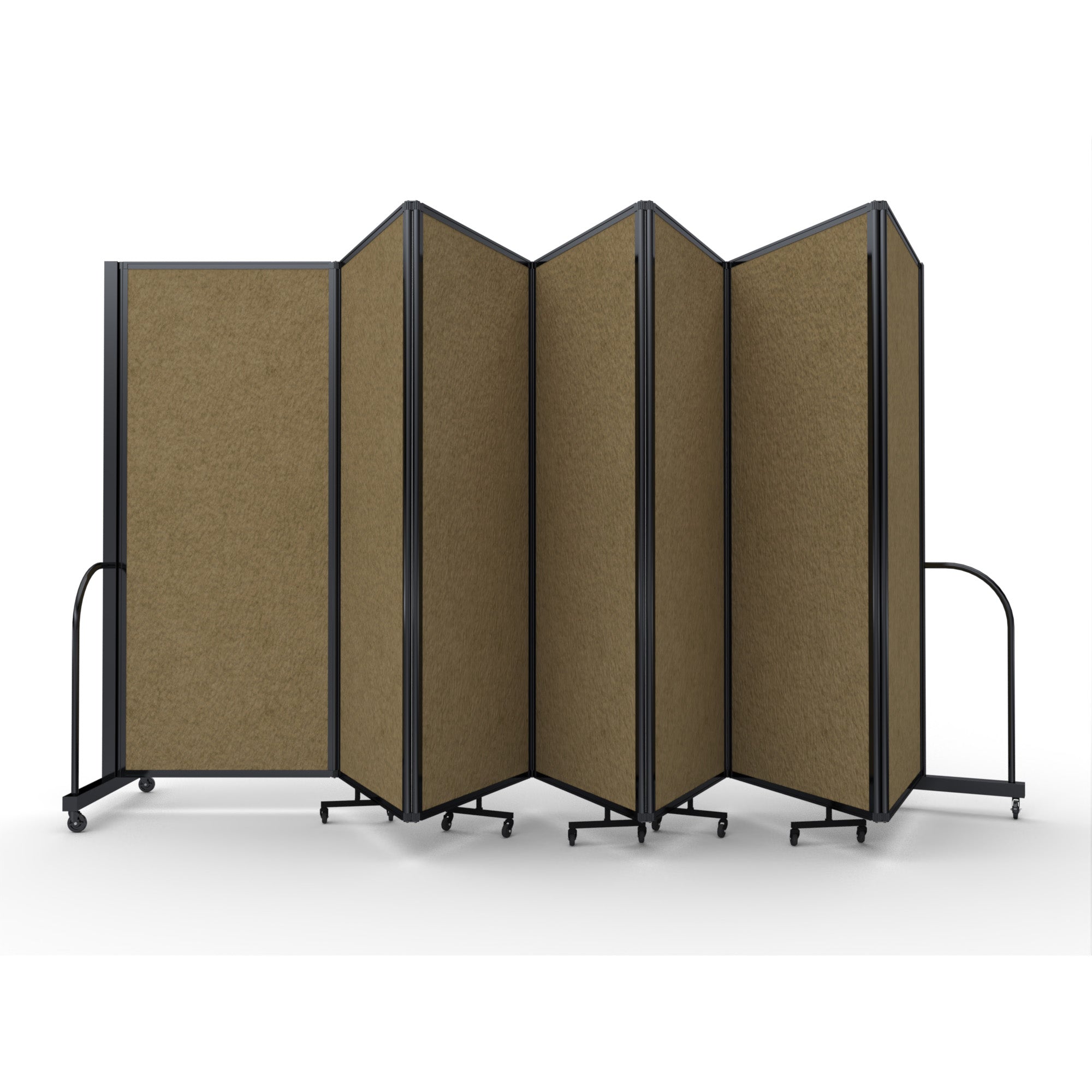 Screenflex Full Motion Divider, 6'10" x 19'7", Black Frame, Beige PET