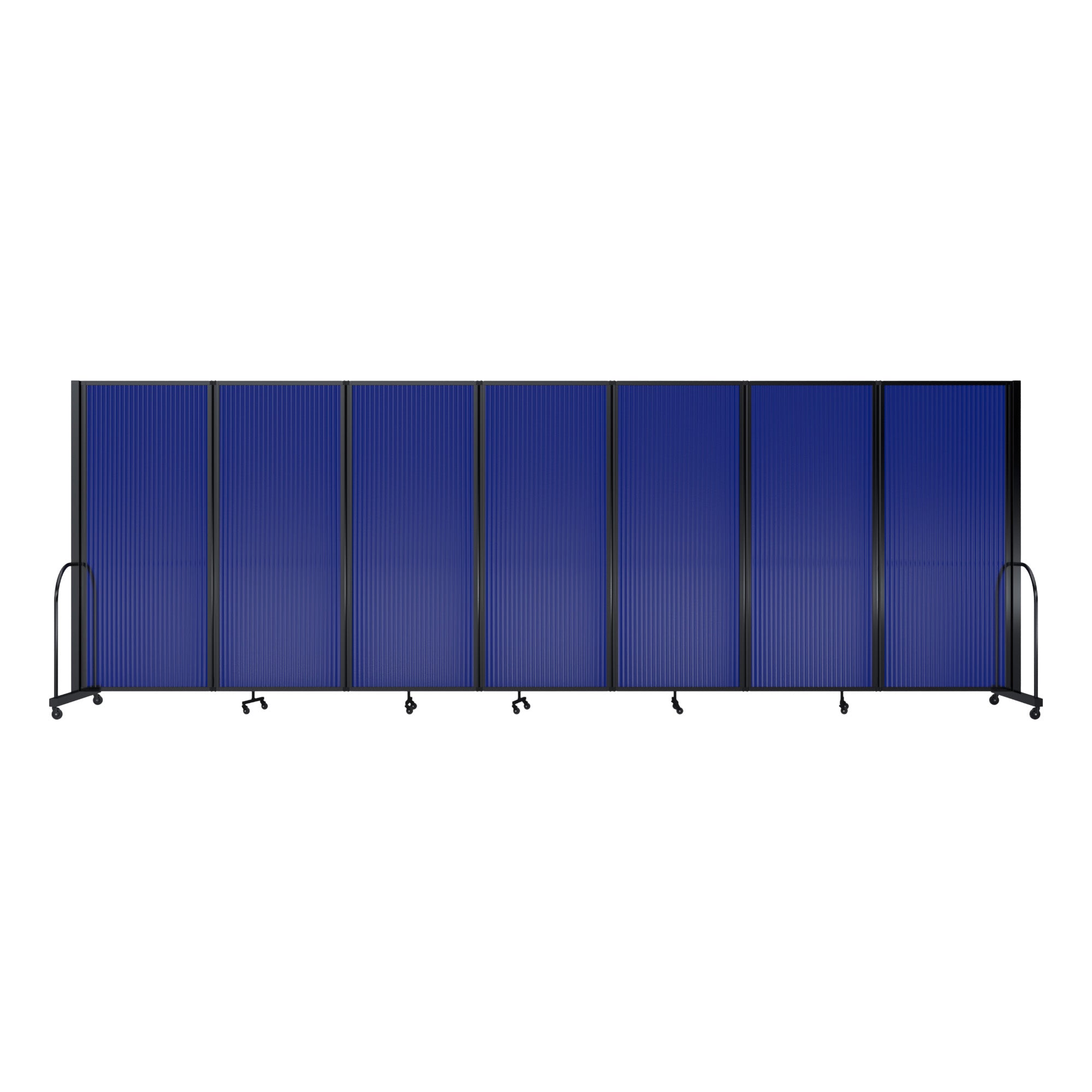 Screenflex Full Motion Divider, 6'10" x 19'7", Black Frame, Blue
