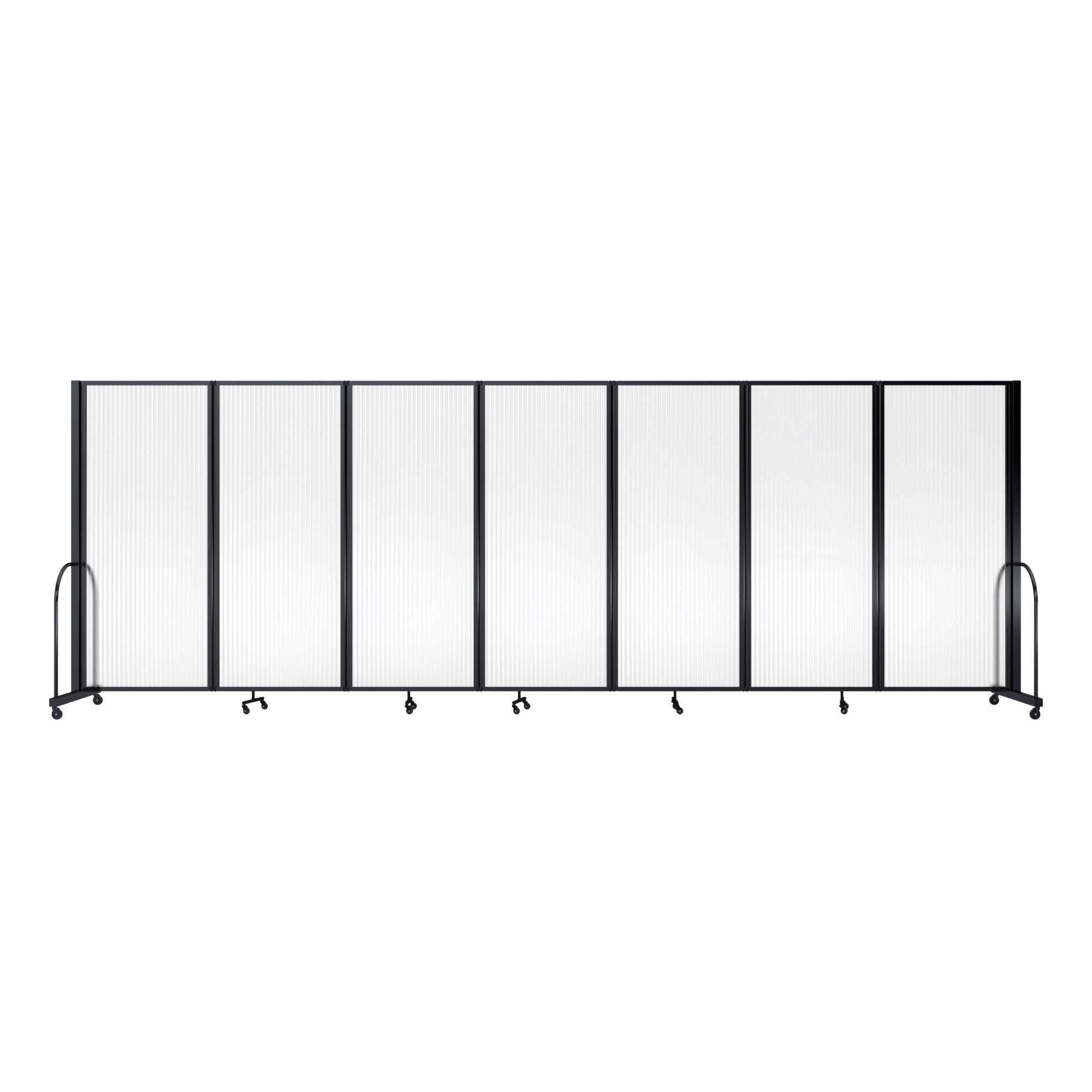 Screenflex Full Motion Divider, 6'10" x 19'7", Black Frame, Clear