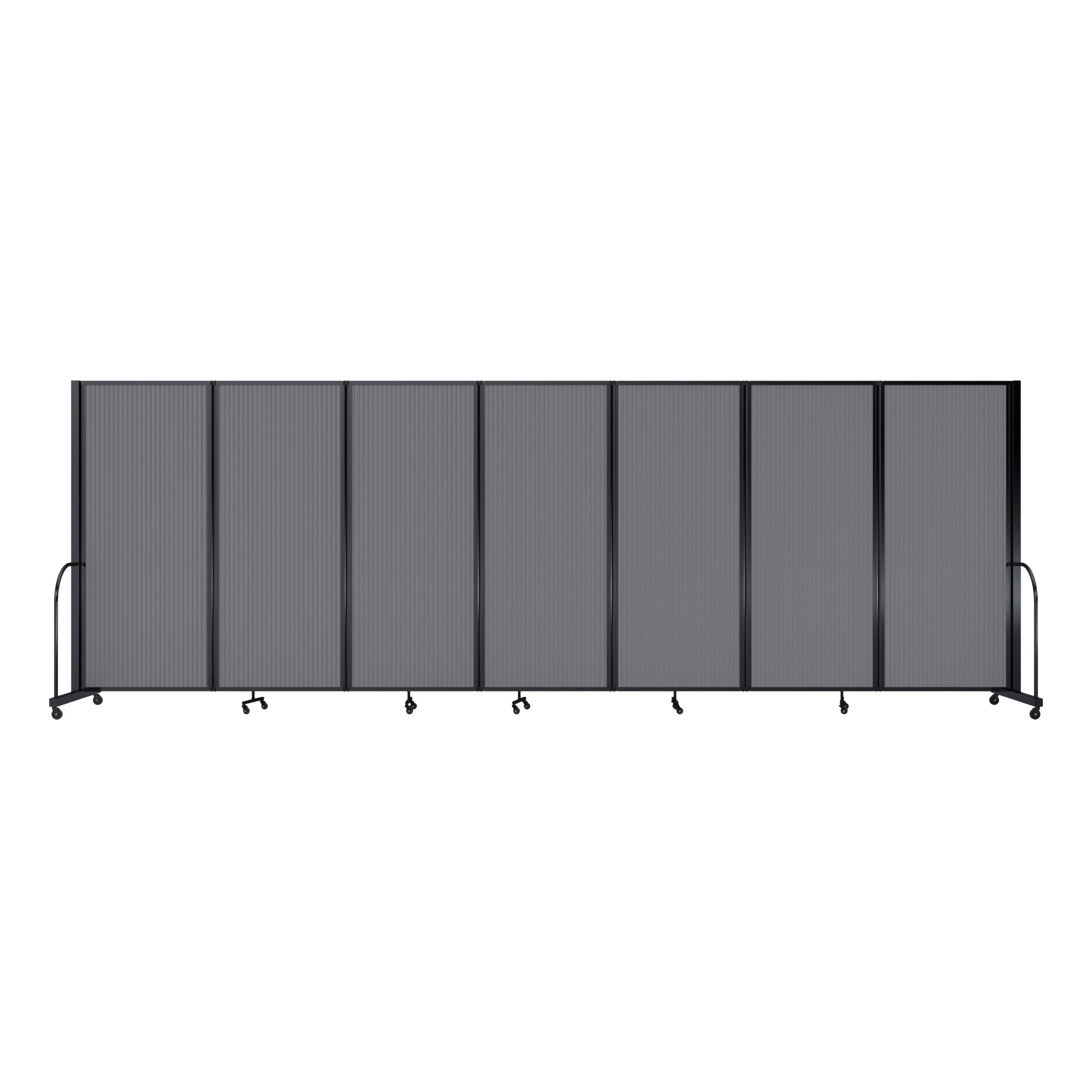 Screenflex Full Motion Divider, 6'10" x 19'7", Black Frame, Light Gray
