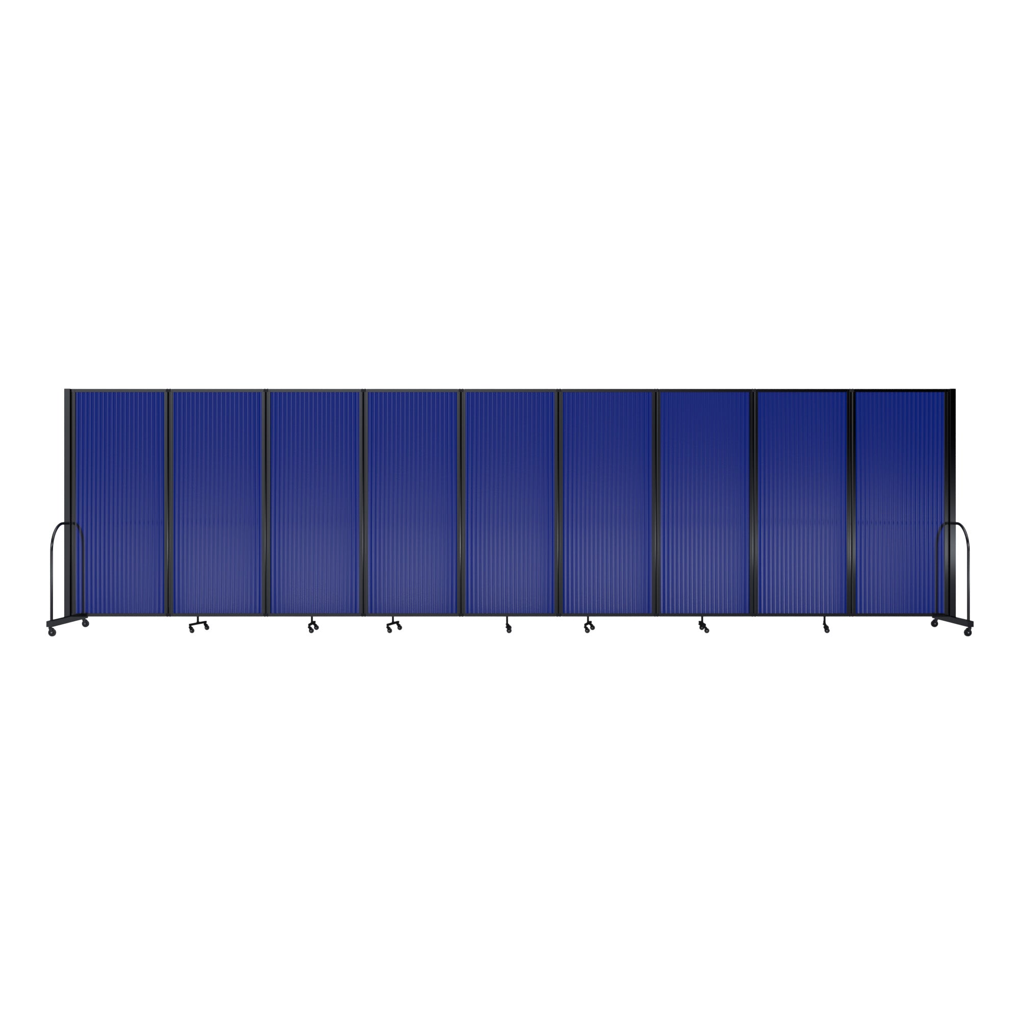 Screenflex Full Motion Divider, 6'10" x 25'1", Black Frame, Blue