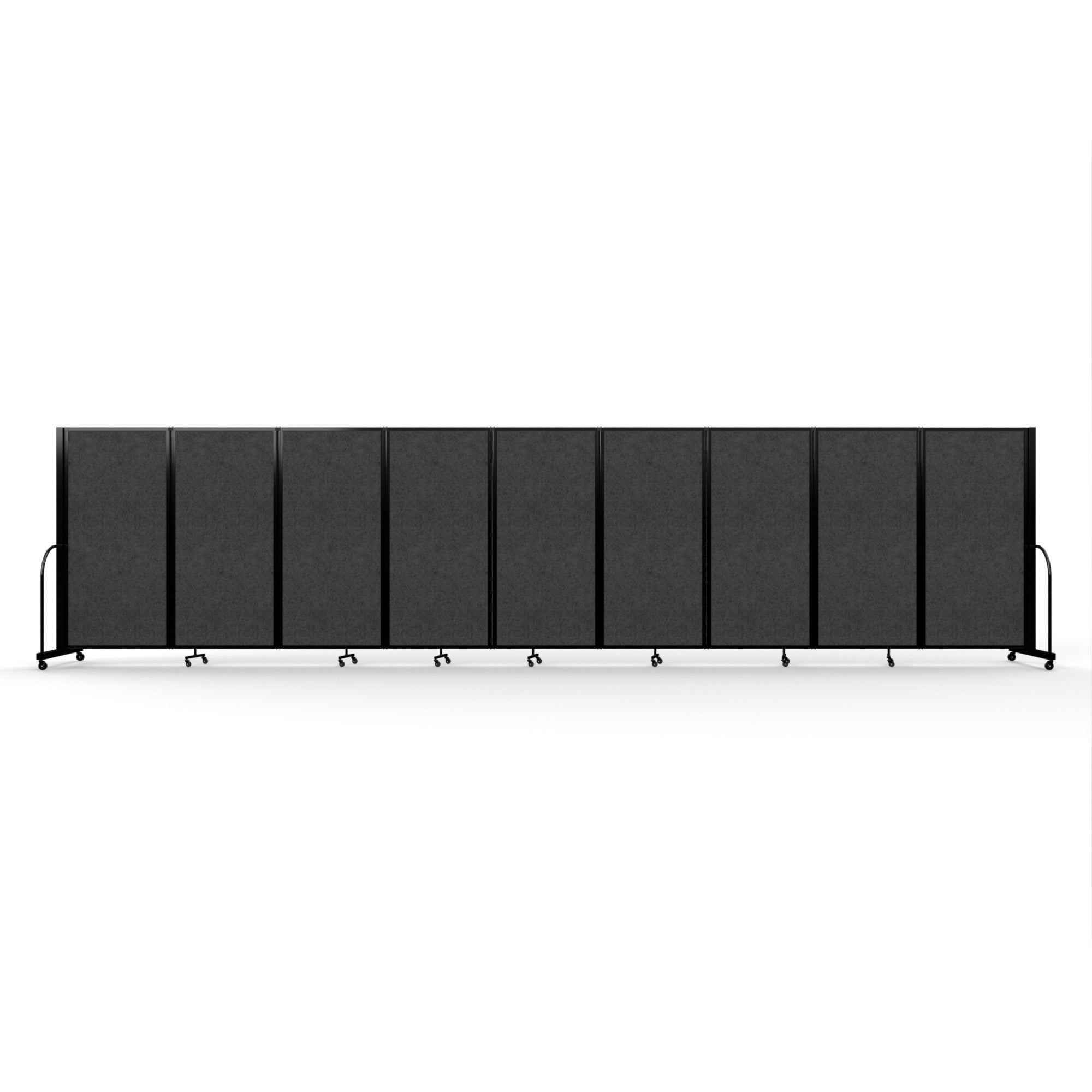Screenflex Full Motion Divider, 6' x 25'1", Black Frame, Dark Gray PET