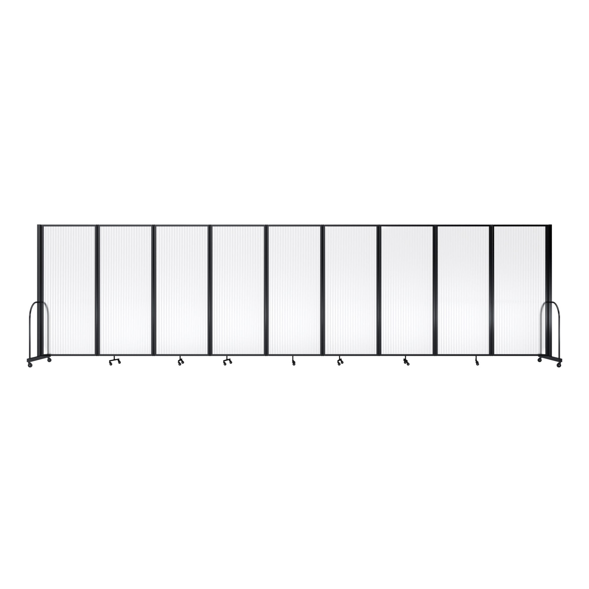 Screenflex Full Motion Divider, 6'10" x 25'1", Black Frame, Clear