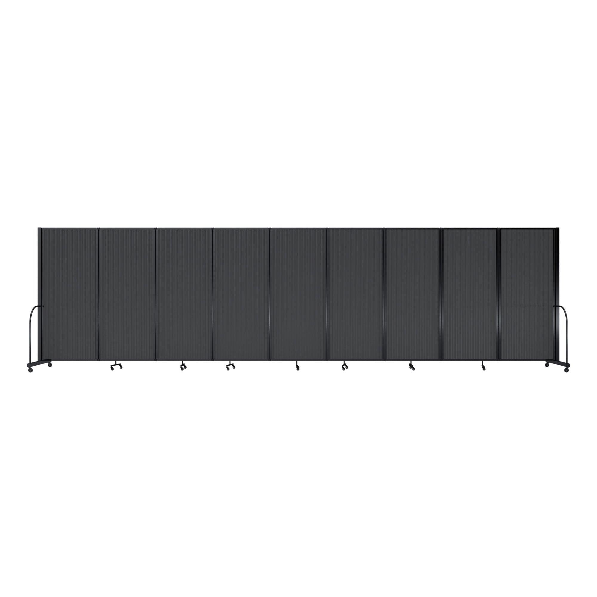 Screenflex Full Motion Divider, 6'10" x 25'1", Black Frame, Dark Gray