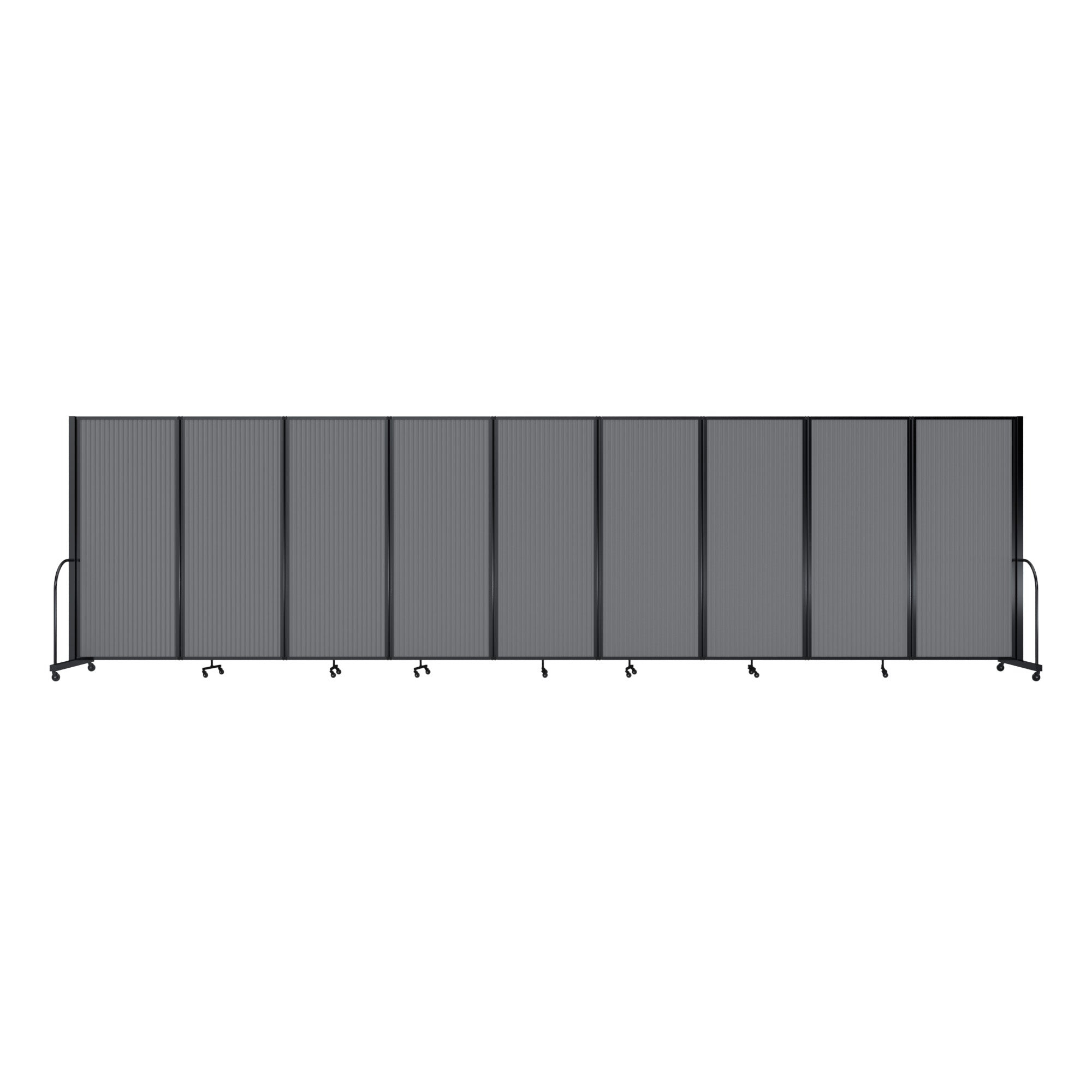 Screenflex Full Motion Divider, 6'10" x 25'1", Black Frame, Light Gray
