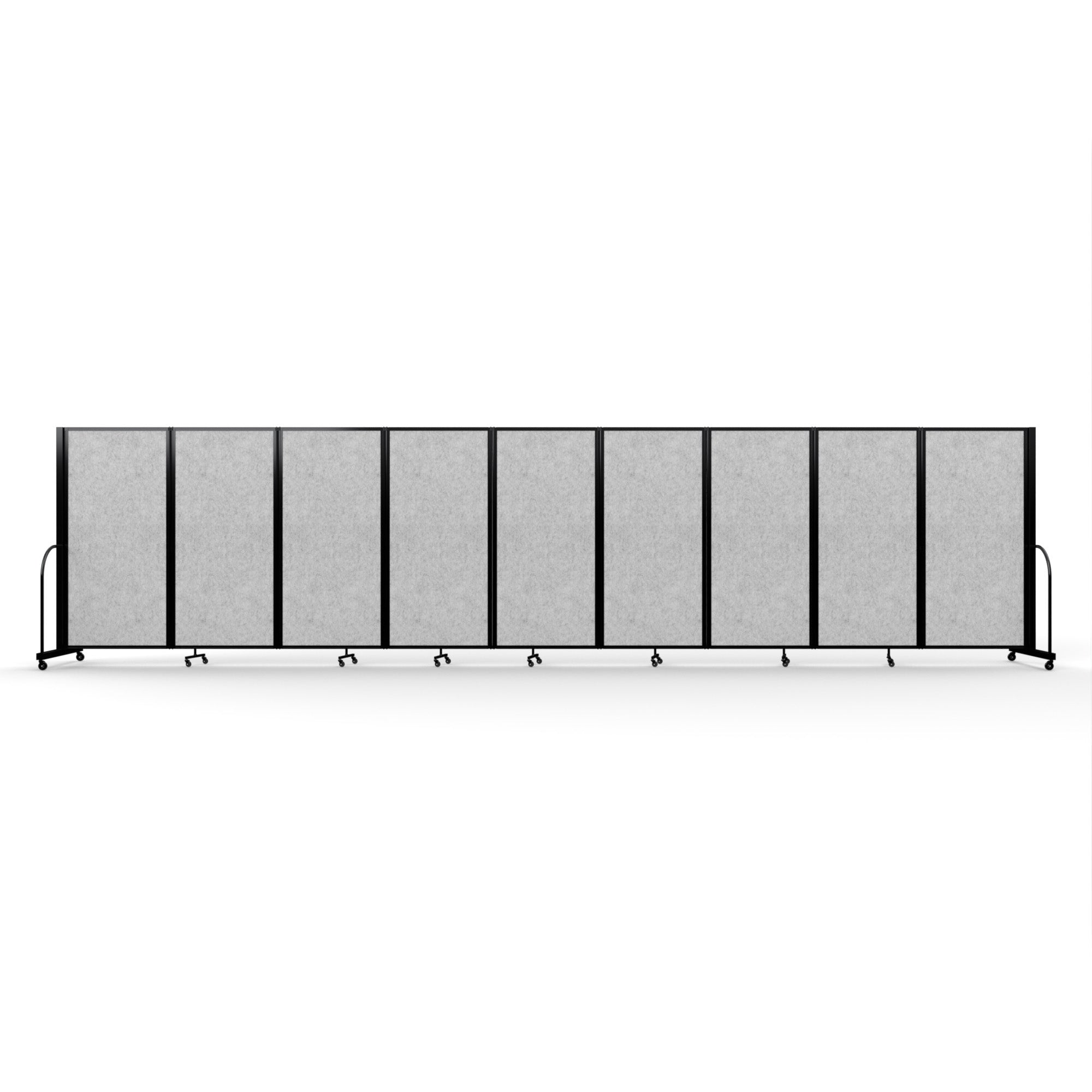 Screenflex Full Motion Divider, 6' x 25'1", Black Frame, Marble Gray PET