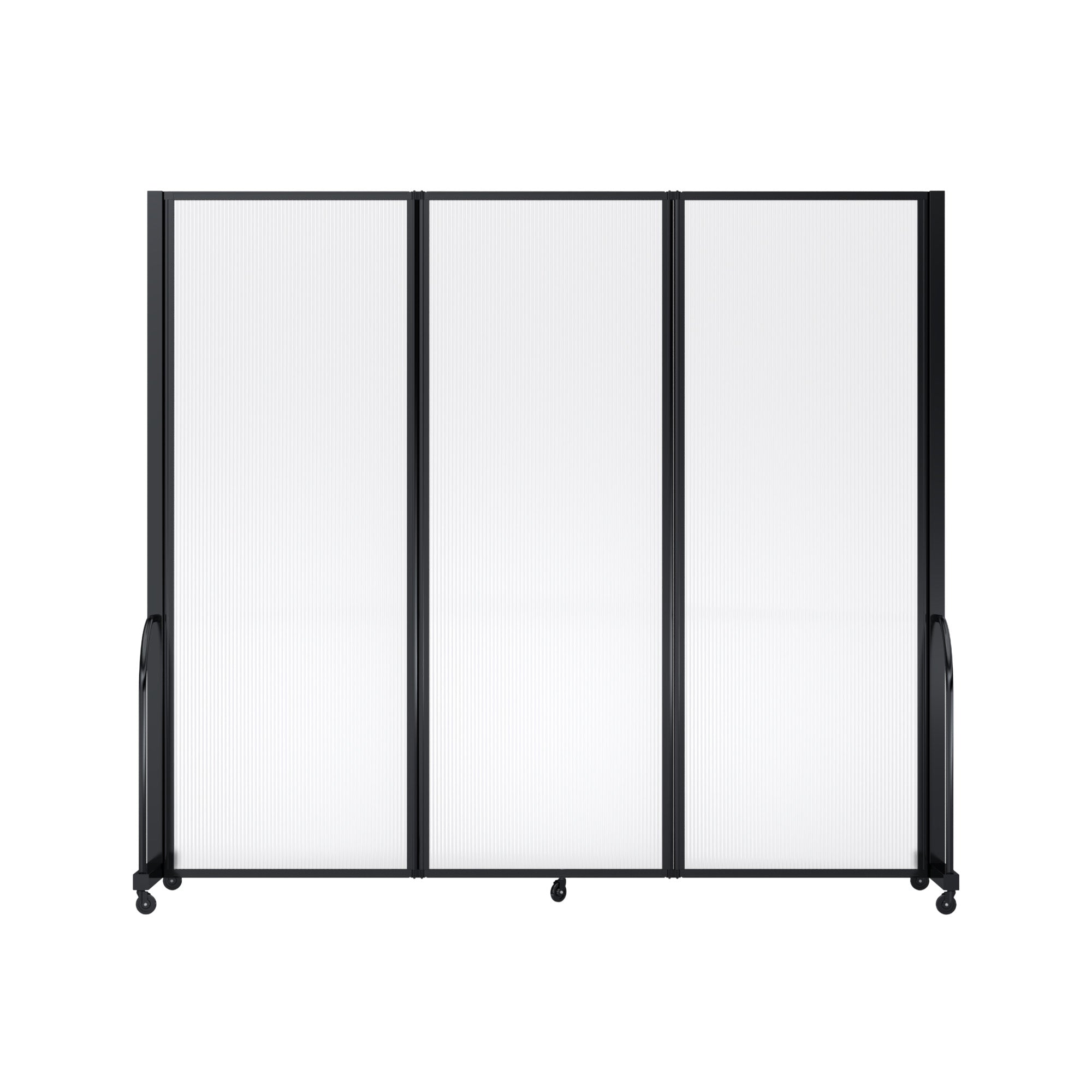 Screenflex Full Motion Divider, 7'6" x 8'7", Black Frame, Clear