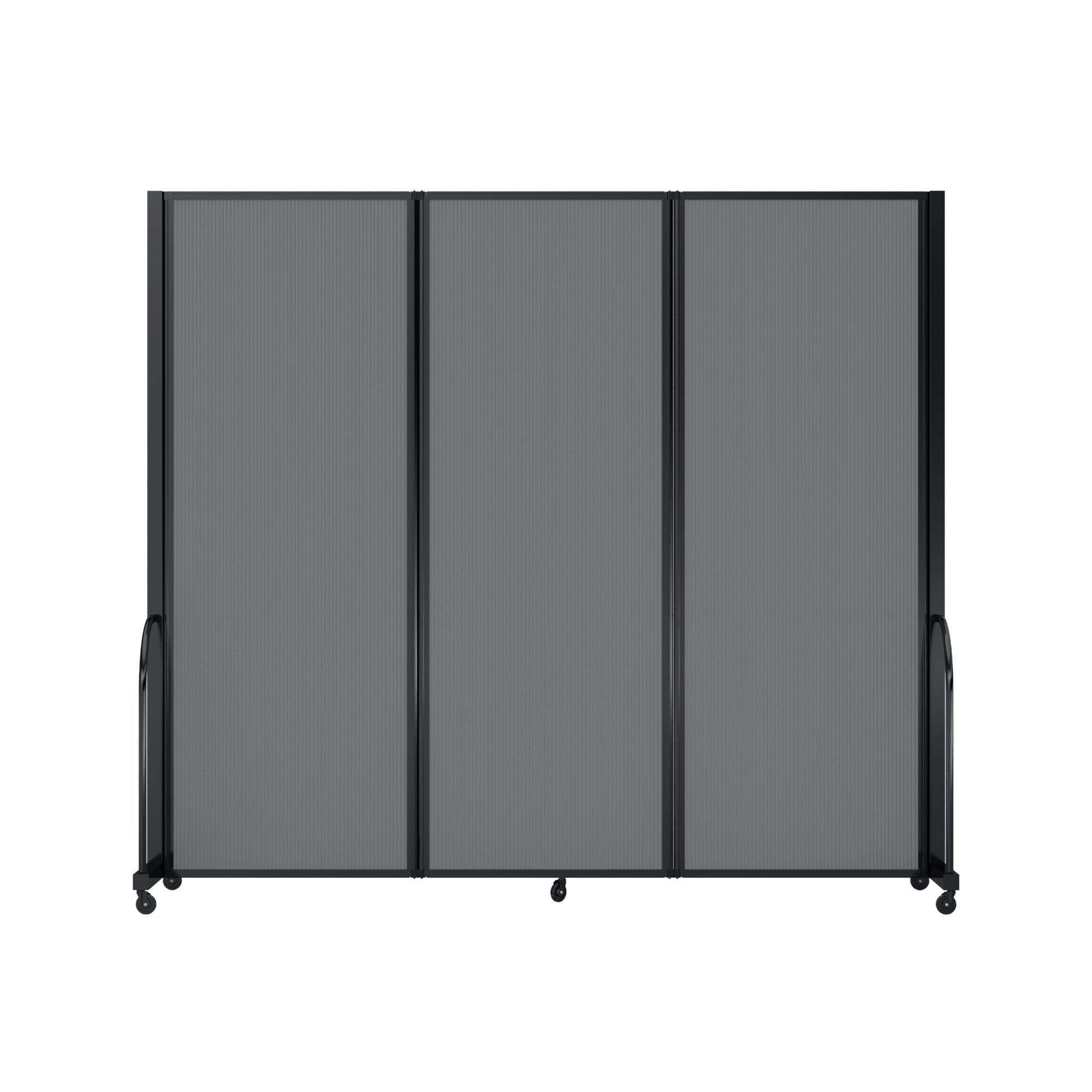 Screenflex Full Motion Divider, 7'6" x 8'7", Black Frame, Light Gray