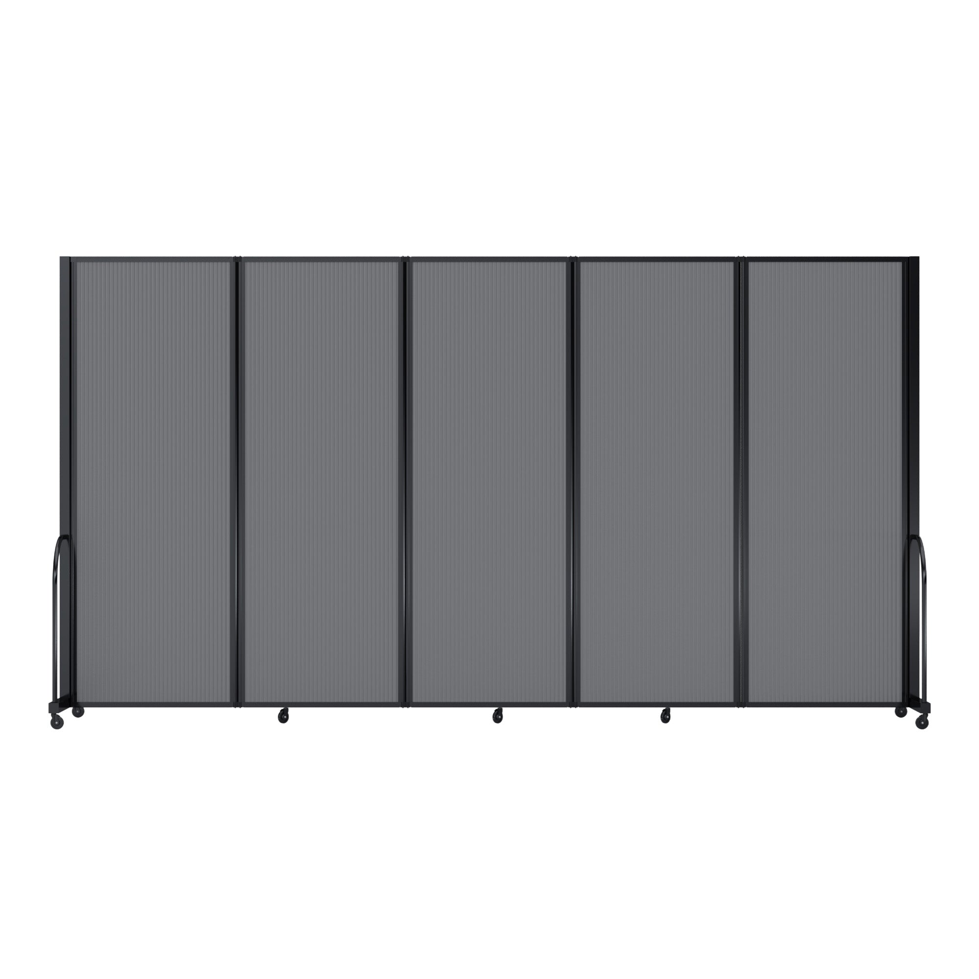 Screenflex Full Motion Divider, 7'6" x 14'1", Black Frame, Light Gray