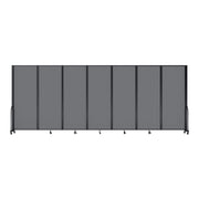 Screenflex Full Motion Divider, 7'6" x 19'7", Black Frame, Light Gray