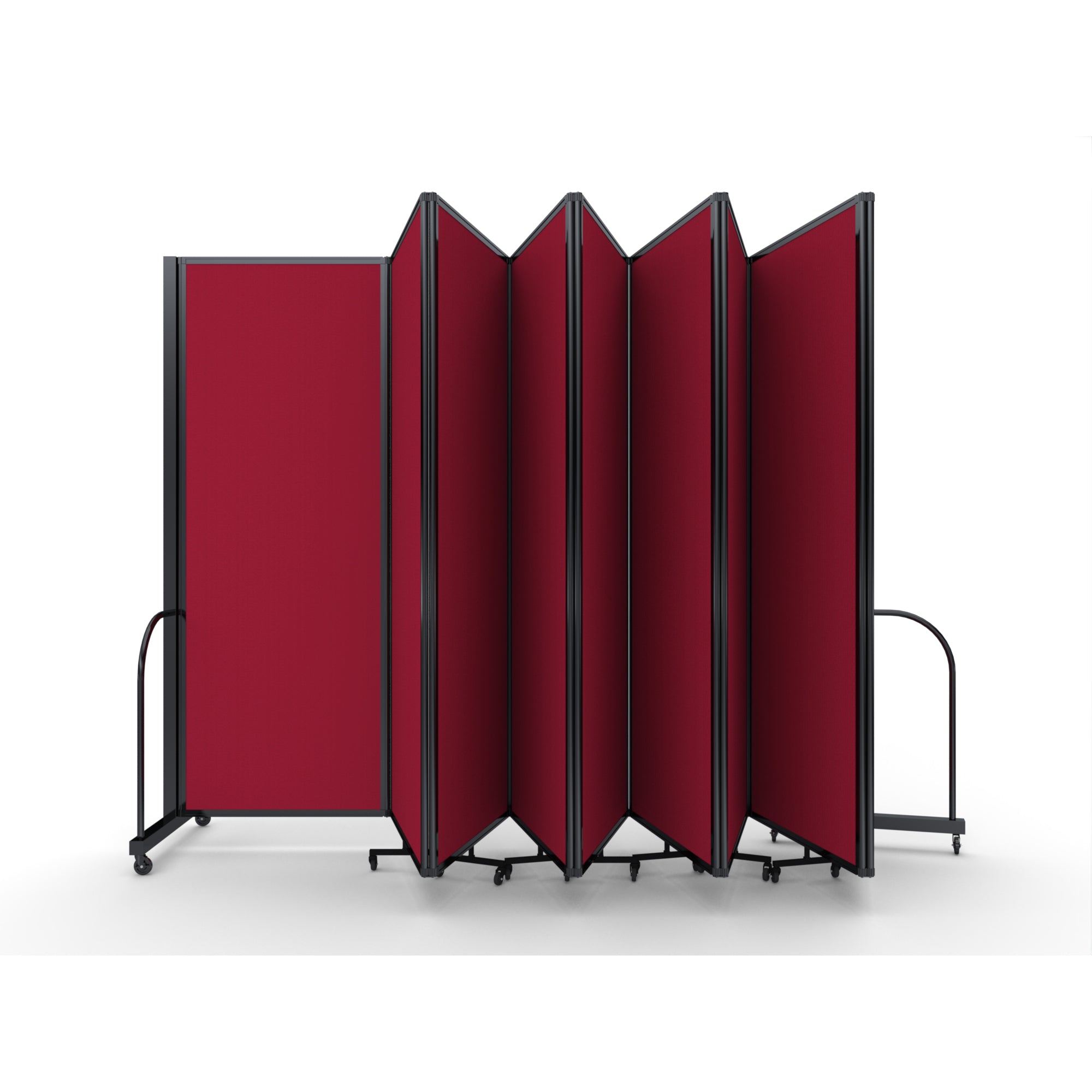 Screenflex Full Motion Divider, 7'6" x 25'1", Black Frame, Primary Red