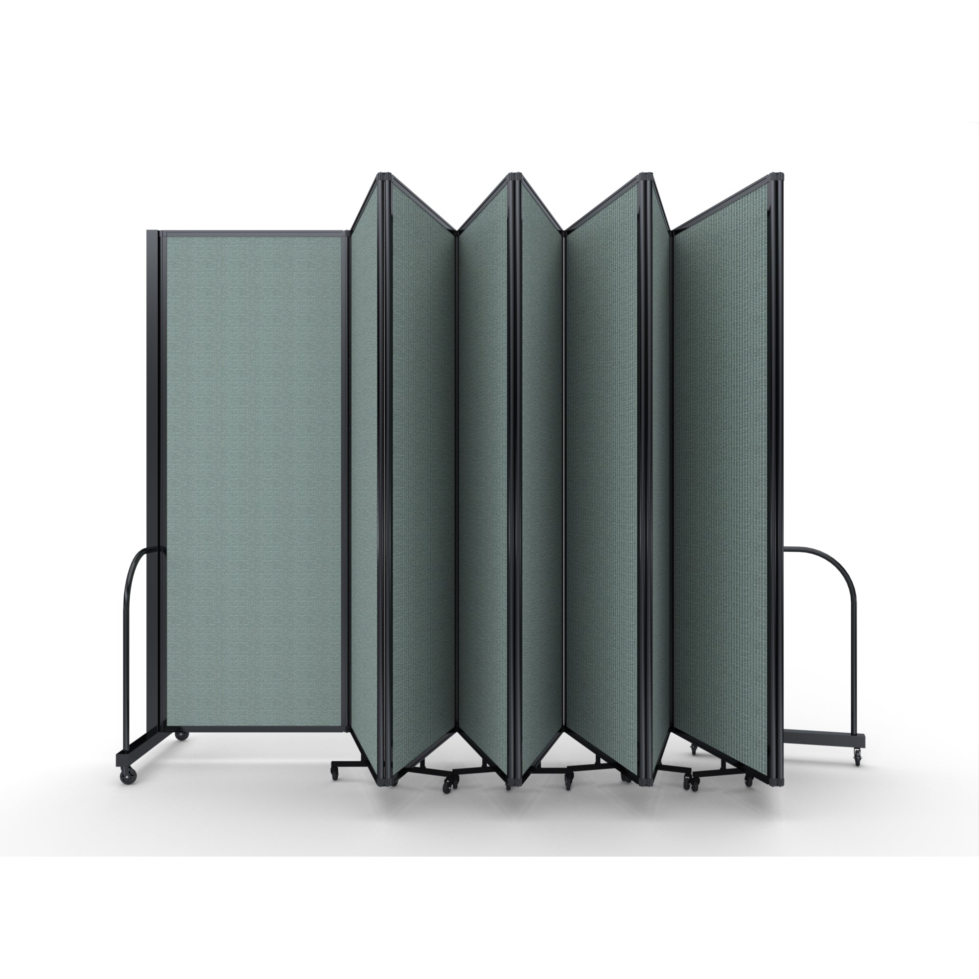Screenflex Full Motion Divider, 7'6" x 25'1", Black Frame, Sea Green
