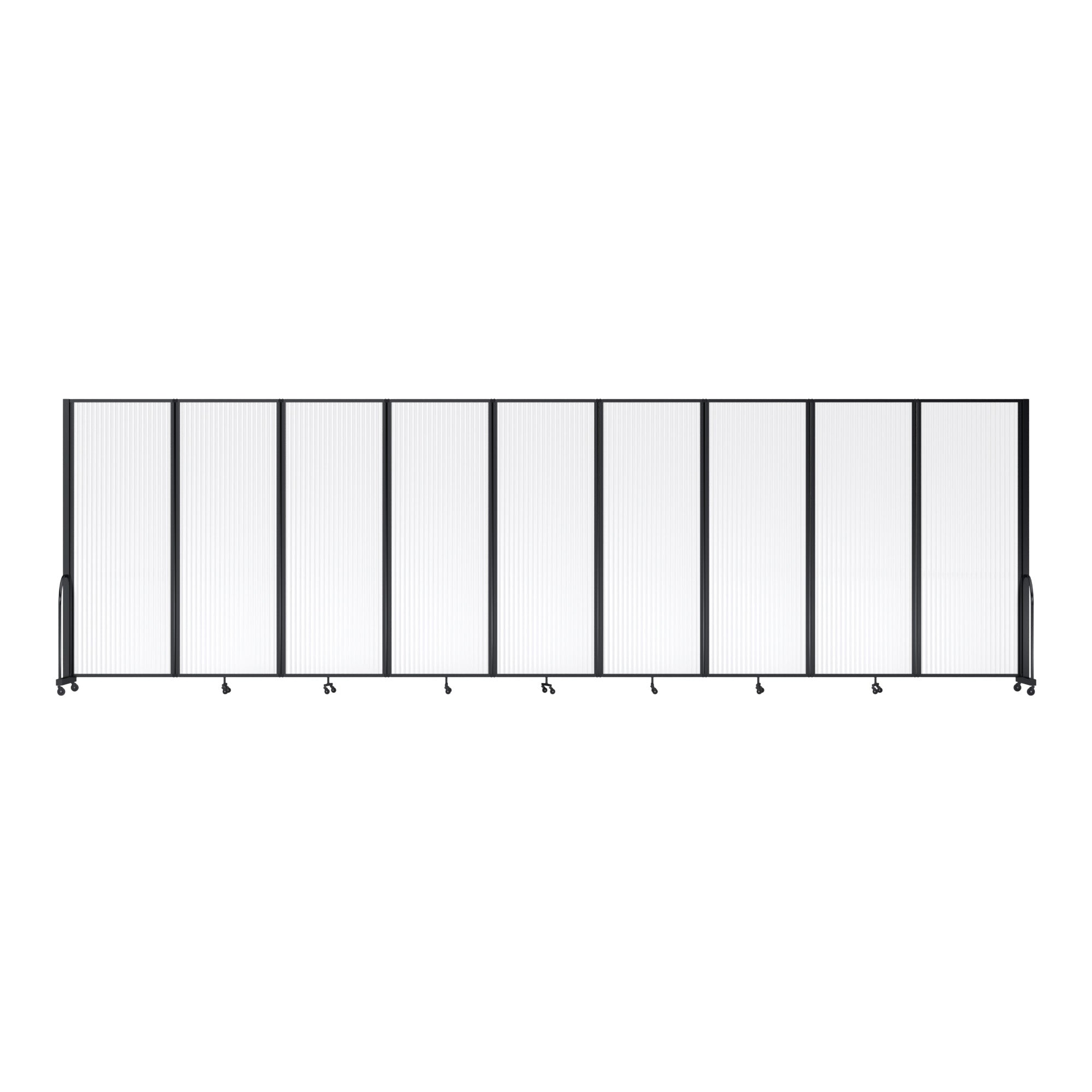 Screenflex Full Motion Divider, 7'6" x 25'1", Black Frame, Clear