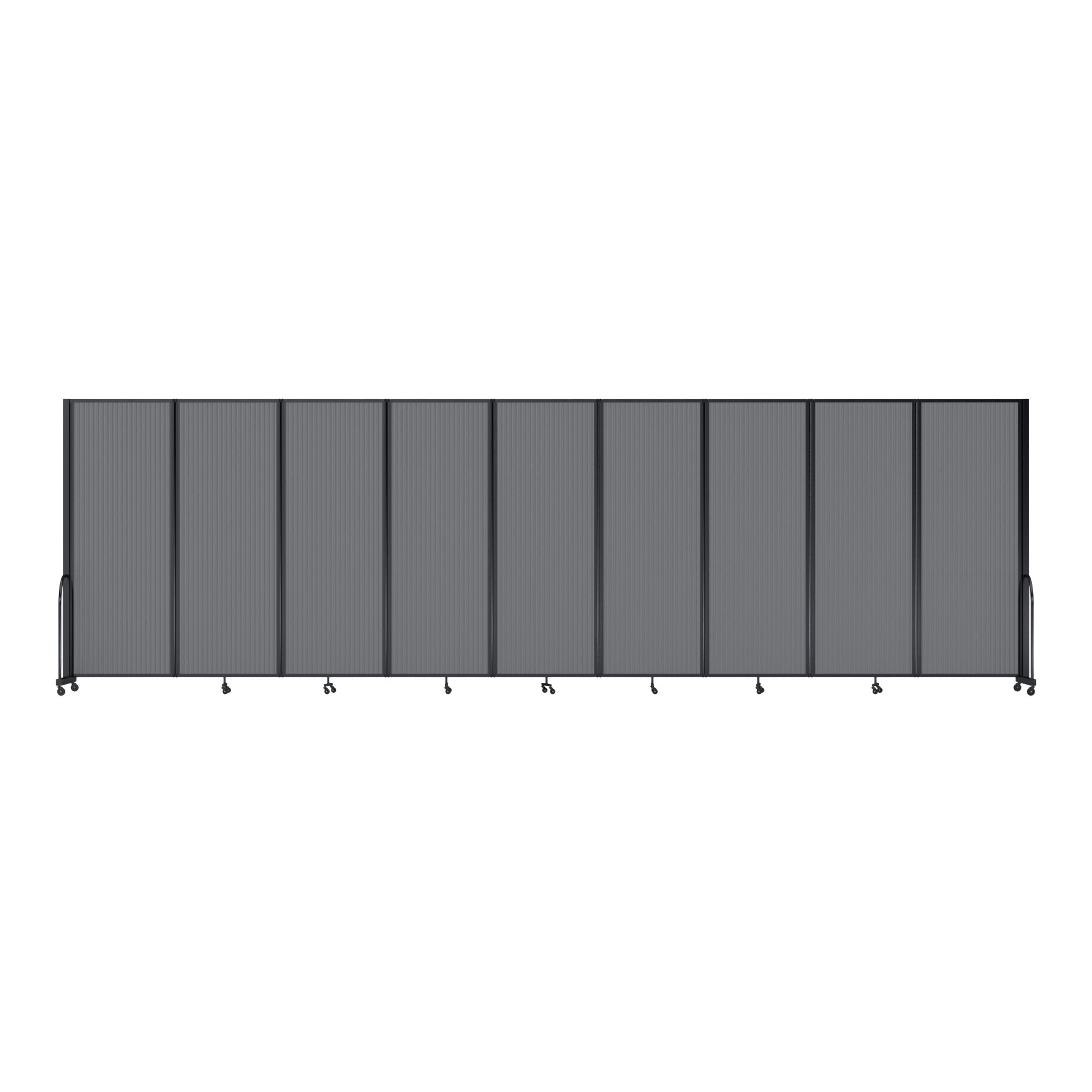 Screenflex Full Motion Divider, 7'6" x 25'1", Black Frame, Light Gray