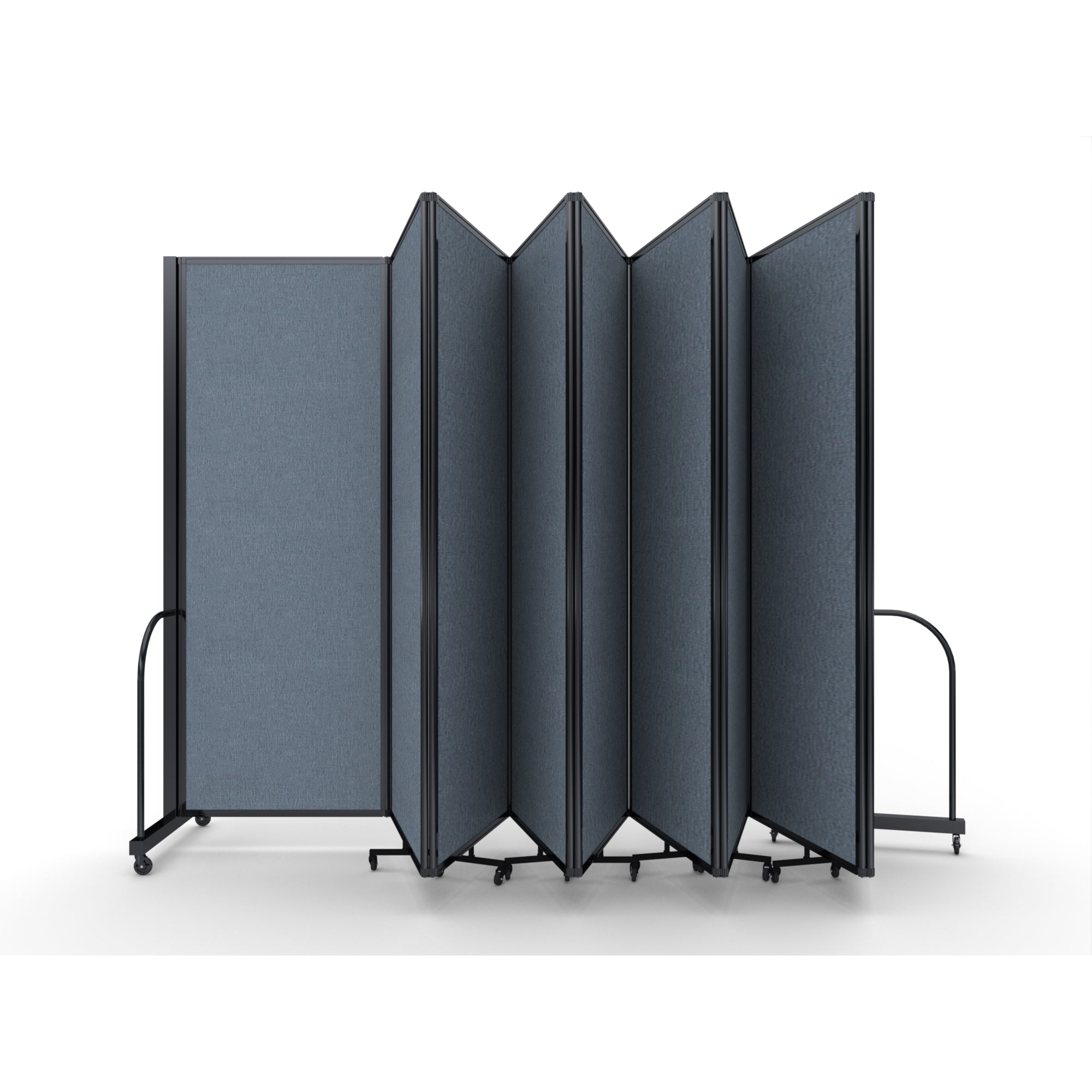 Screenflex Full Motion Divider, 7'6" x 25'1", Black Frame, Summer Blue