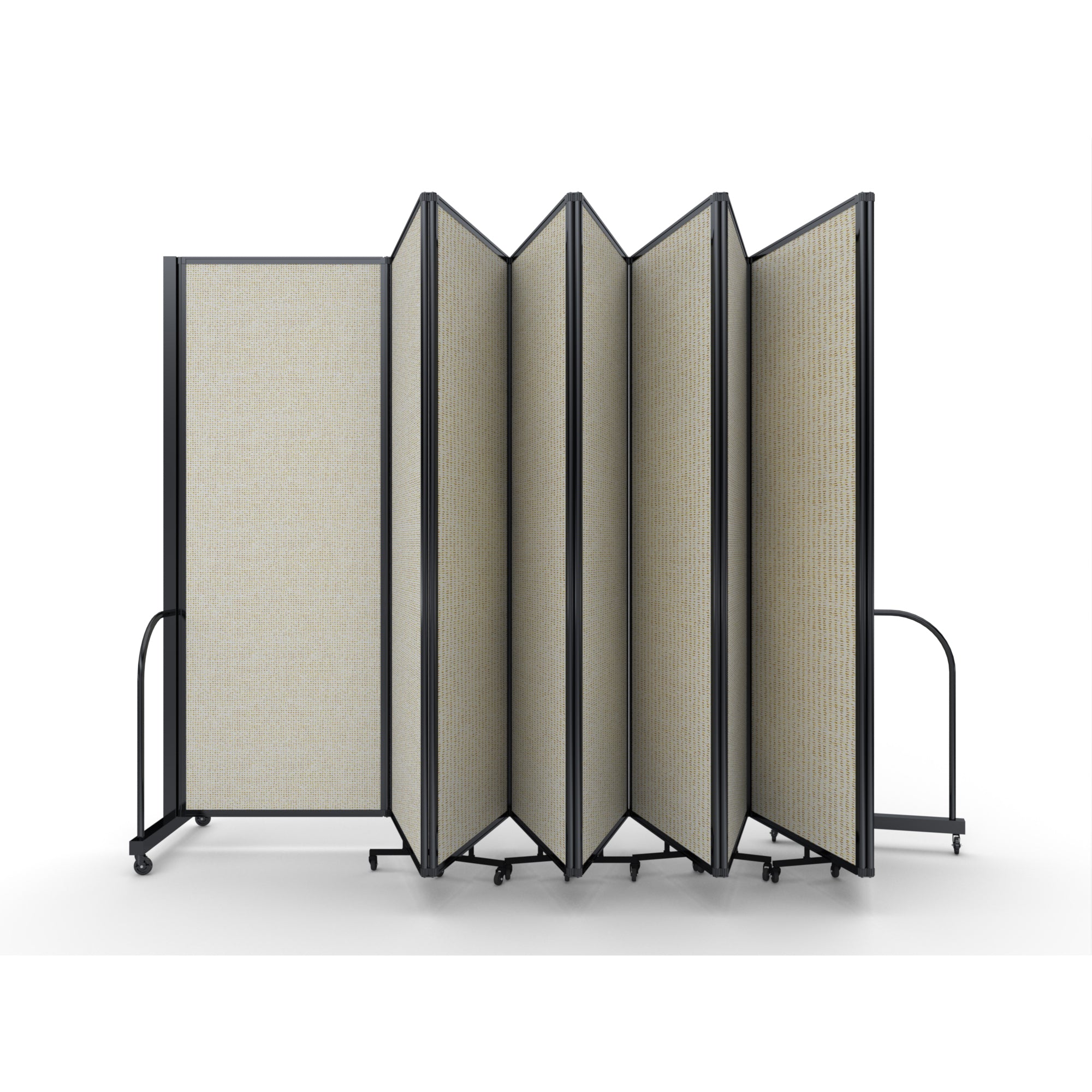 Screenflex Full Motion Divider, 7'6" x 25'1", Black Frame, Sand