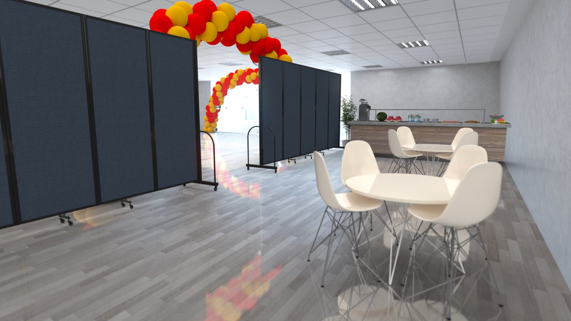 Screenflex Full Motion Divider, 6'10" x 19'7", Black Frame, Desert