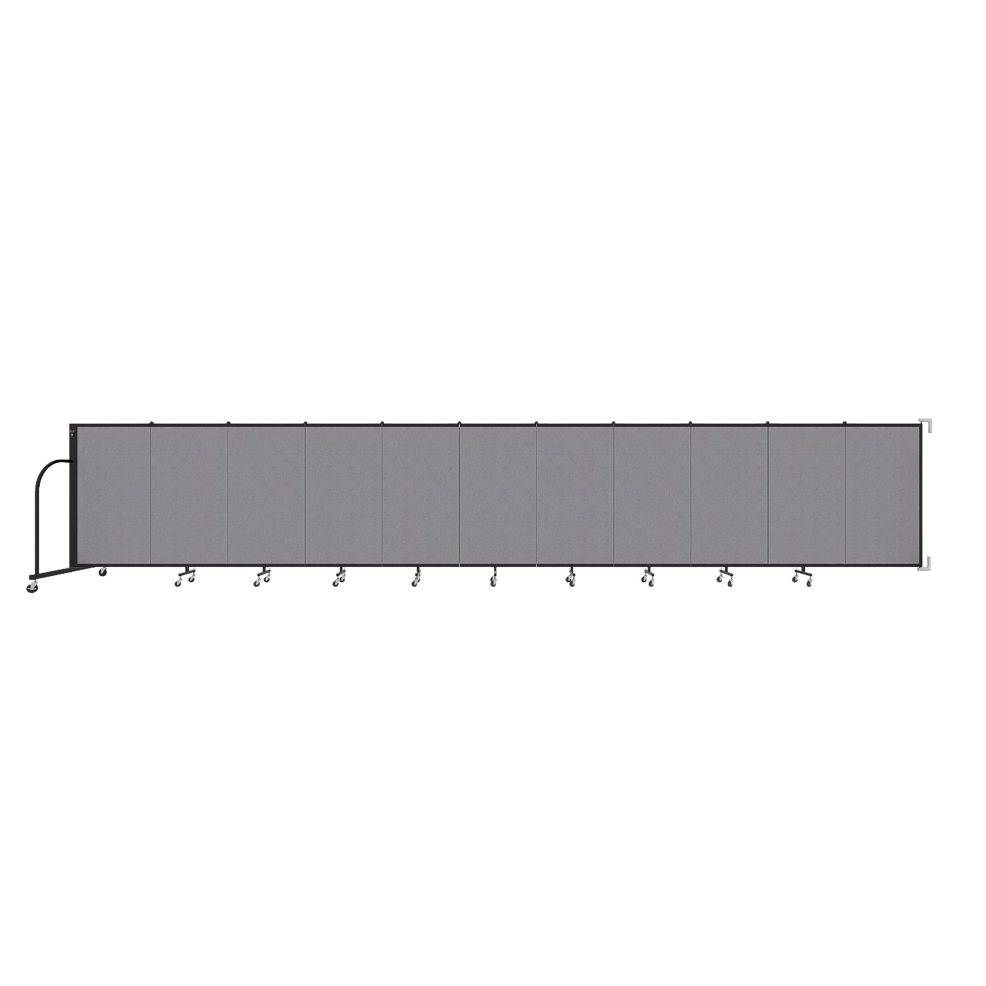 Wallmount Room Divider - 4'H x 20' 2"L - 11 Panel, Select Gray, Fabric