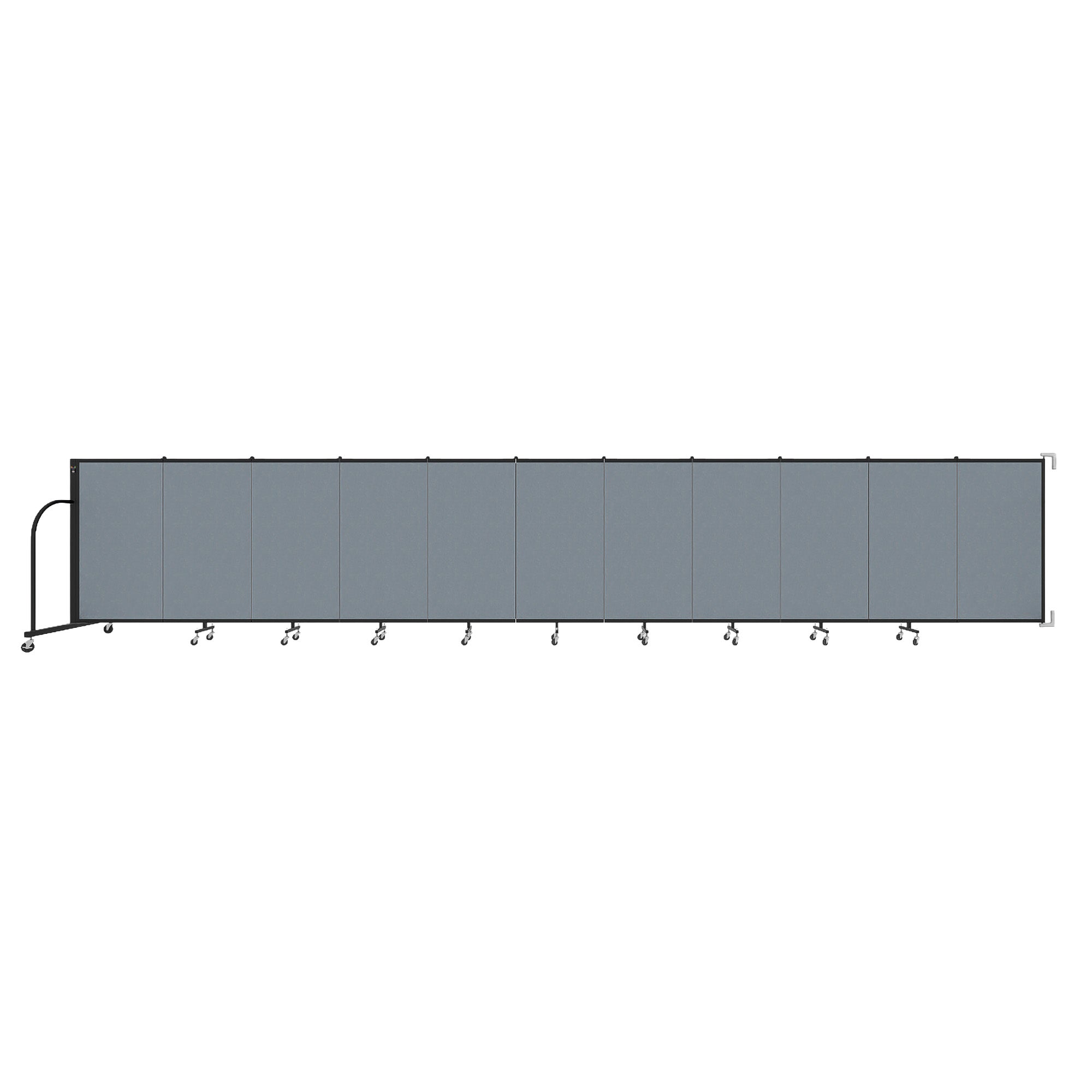 Wallmount Room Divider - 4'H x 20' 2"L - 11 Panel, Summer Blue, Fabric