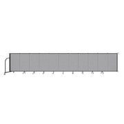 Wallmount Room Divider - 4'H x 20' 2"L - 11 Panel, Gray Smoke, Fabric