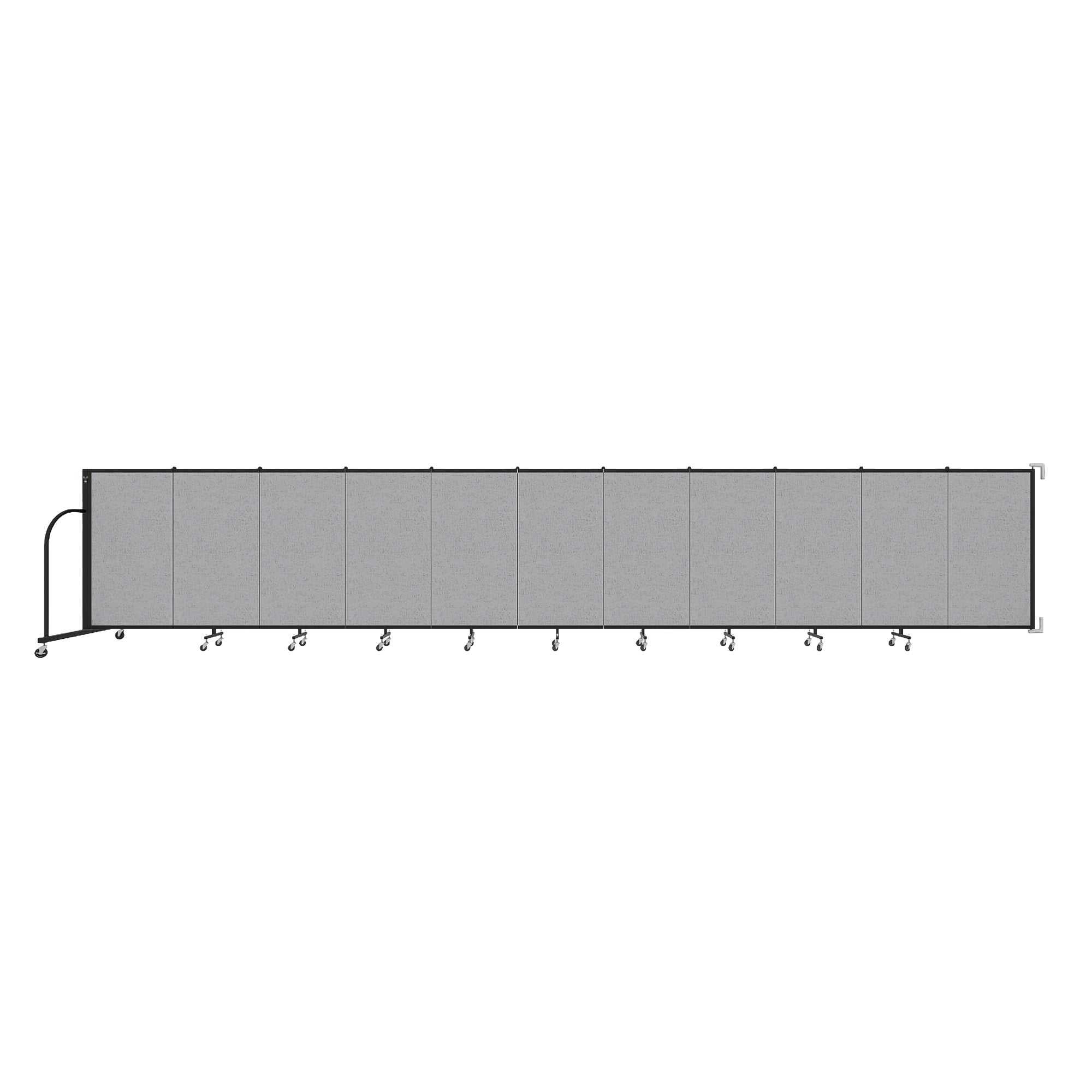 Wallmount Room Divider - 4'H x 20' 2"L - 11 Panel, Gray Smoke, Fabric