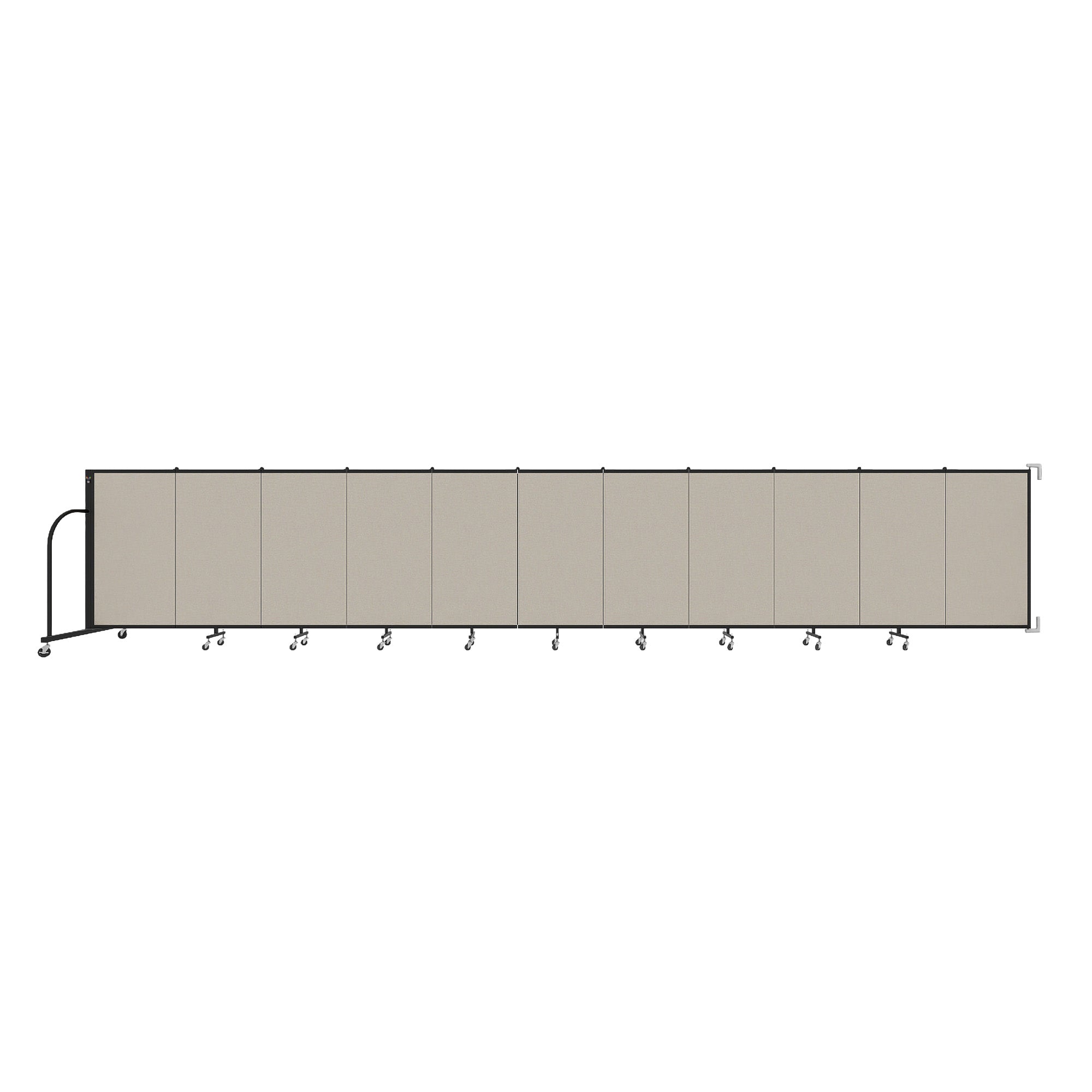 Wallmount Room Divider - 4'H x 20' 2"L - 11 Panel, Sand, Fabric