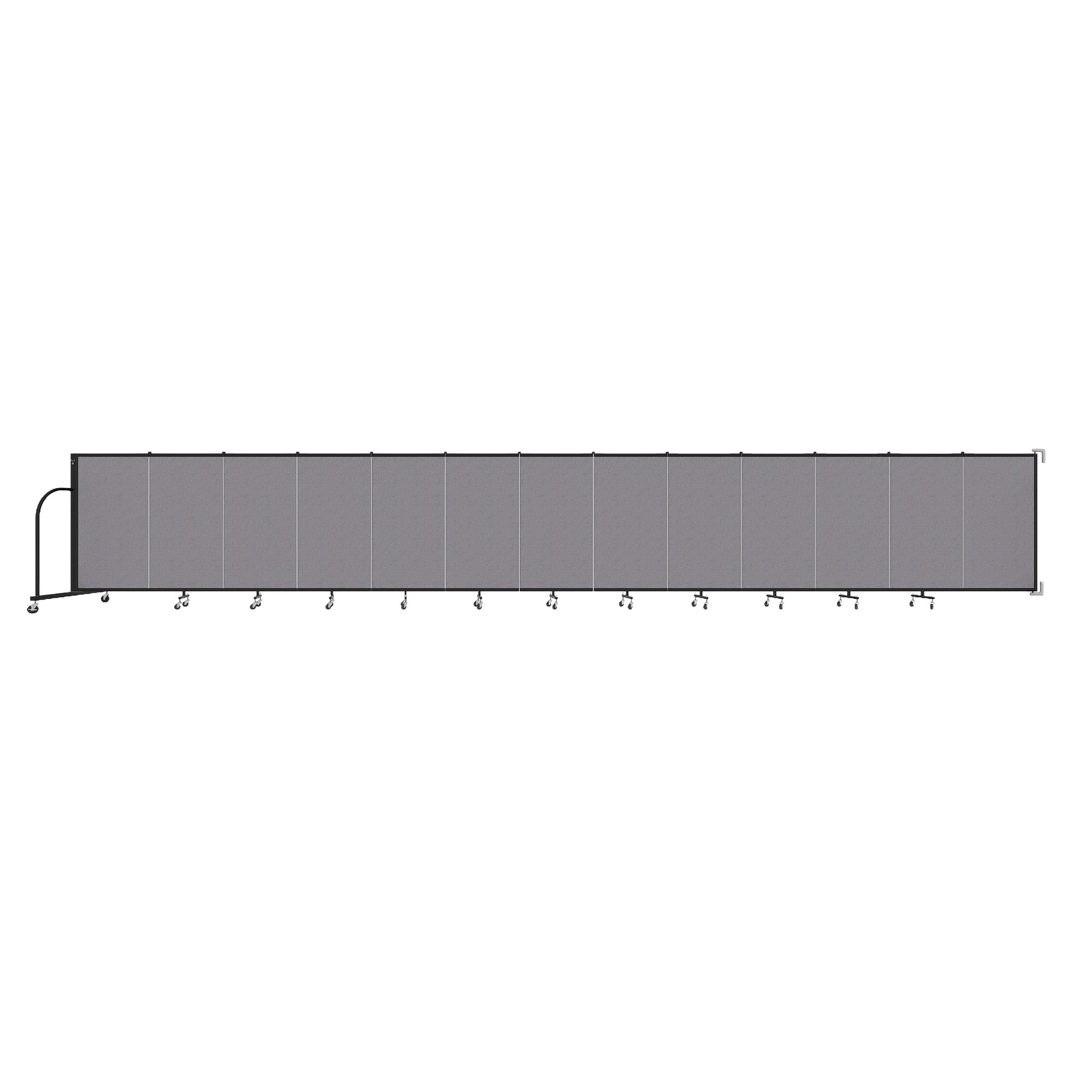 Wallmount Room Divider - 4'H x 23' 10" - 13 Panel, Select Gray, Fabric