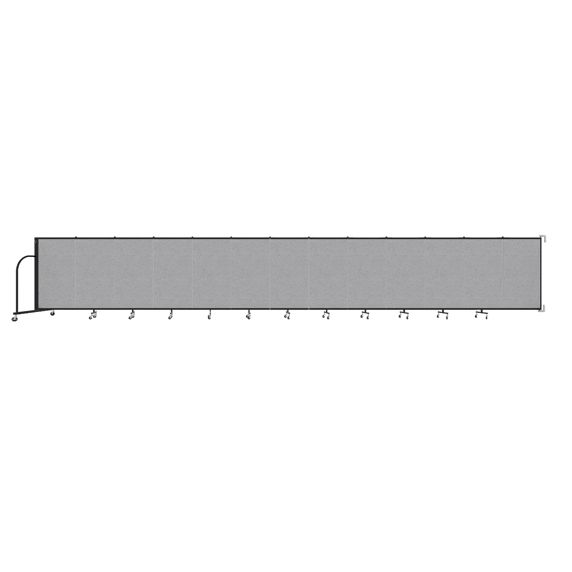 Wallmount Room Divider - 4'H x 23' 10" - 13 Panel, Gray Smoke, Fabric