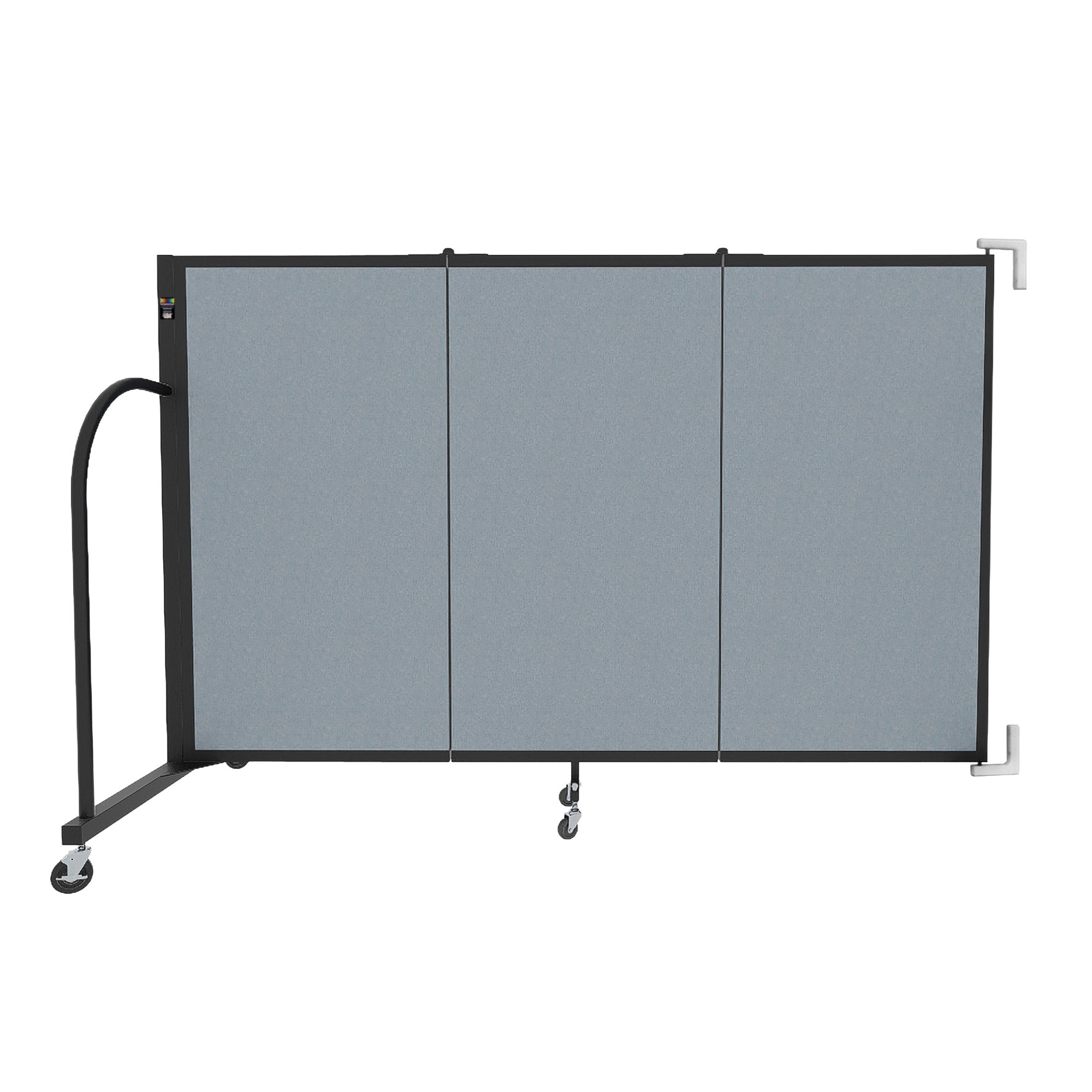 Wallmount Room Divider - 4'H x 5' 6"L - 3 Panel, Summer Blue, Fabric